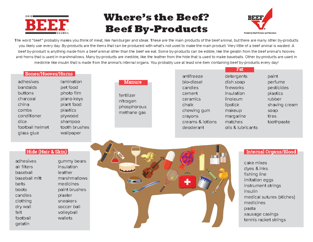 Beef by products lists cow graphic - Where’s the Beef? Beef By-Products ...