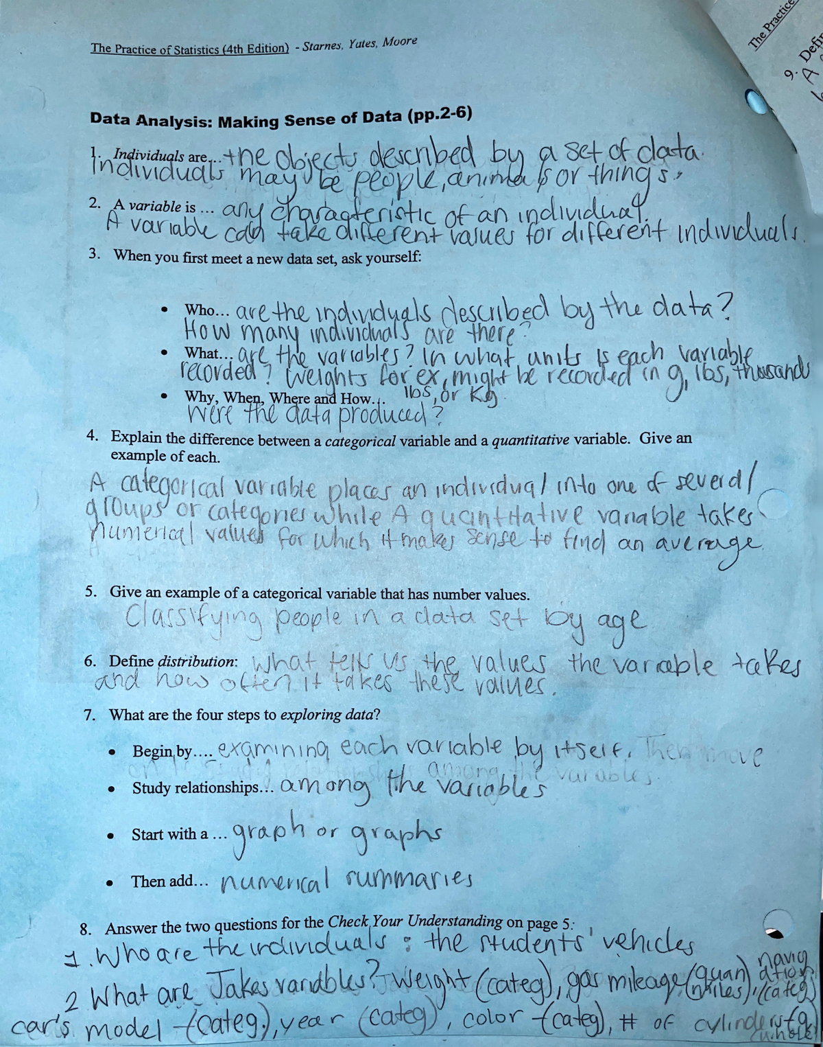 1.1 Guided Notes for AP Stats - Studocu