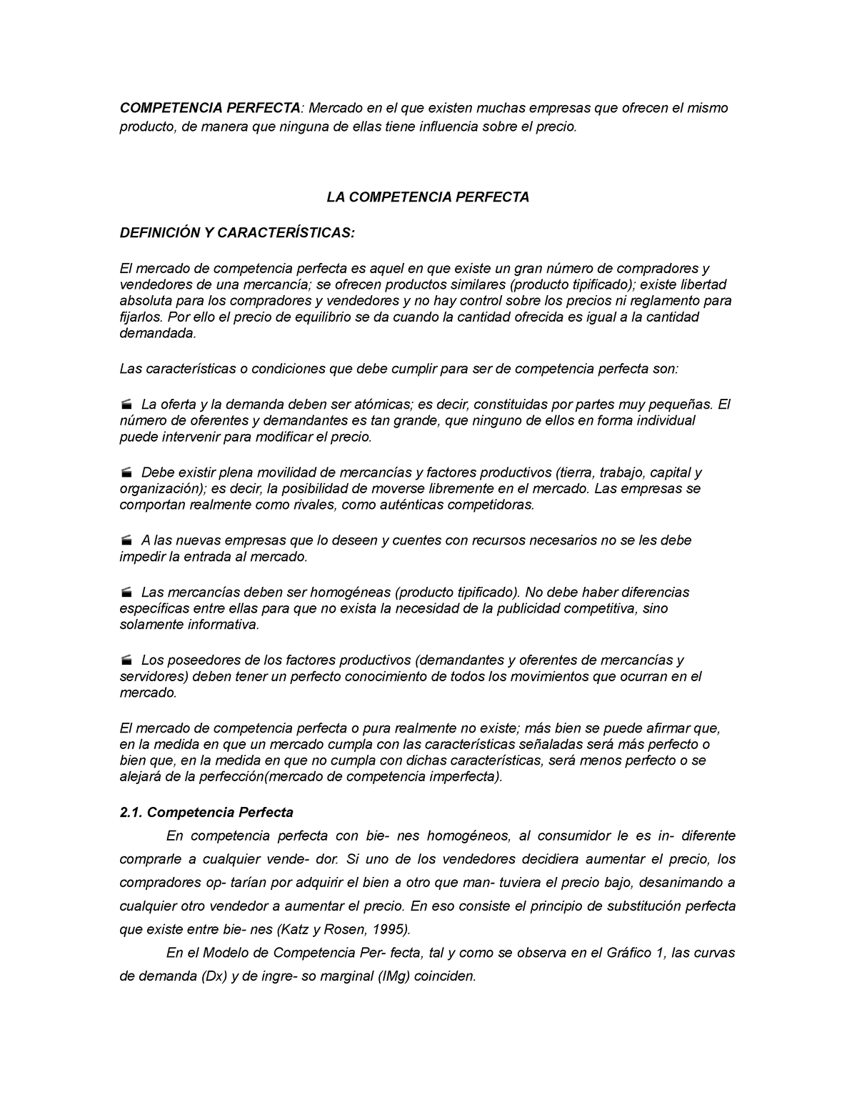 Competencia Perfecta Mercado en el que existen muchas empresas ...