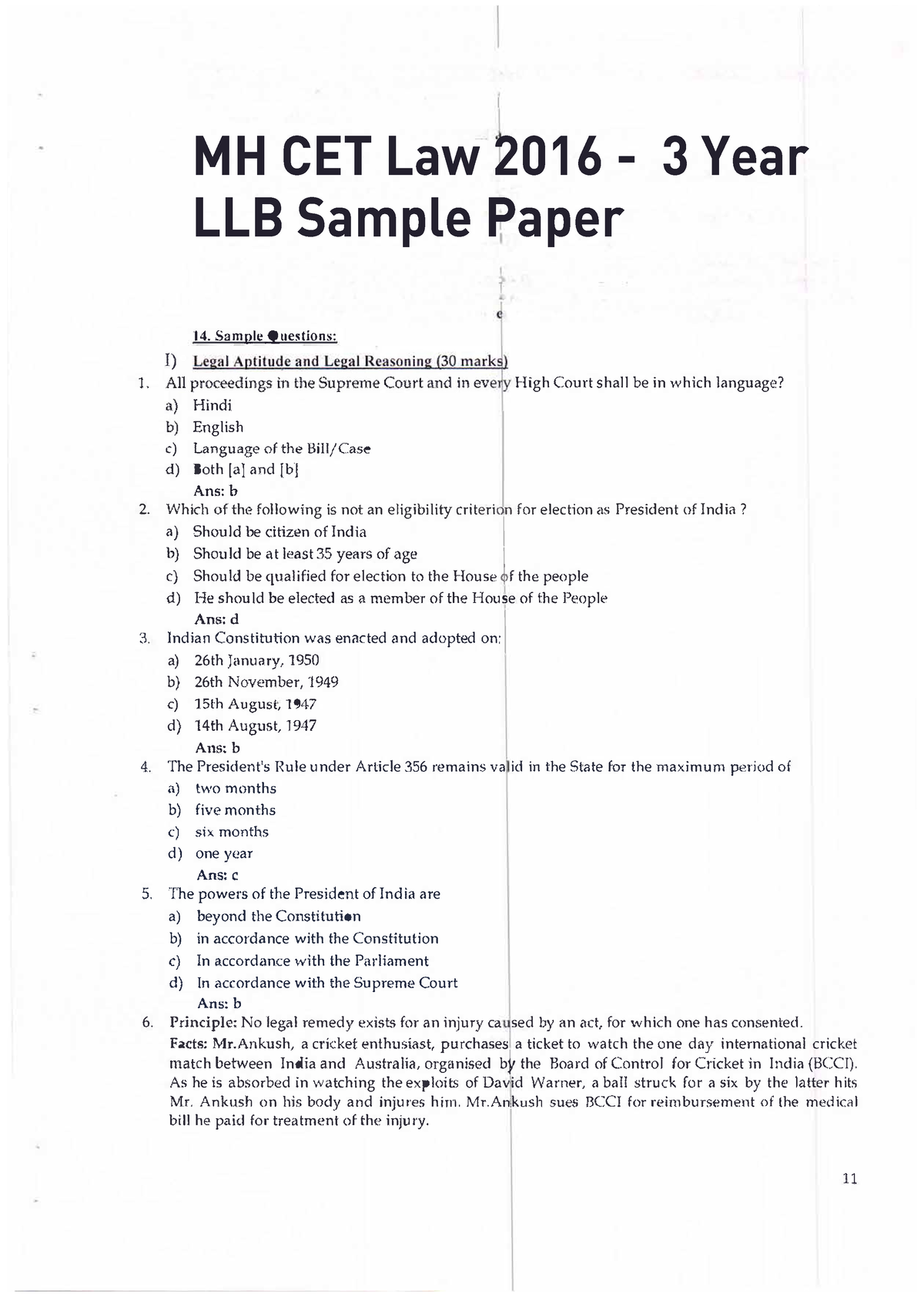 LLB 3 Sample Paper StuDocu