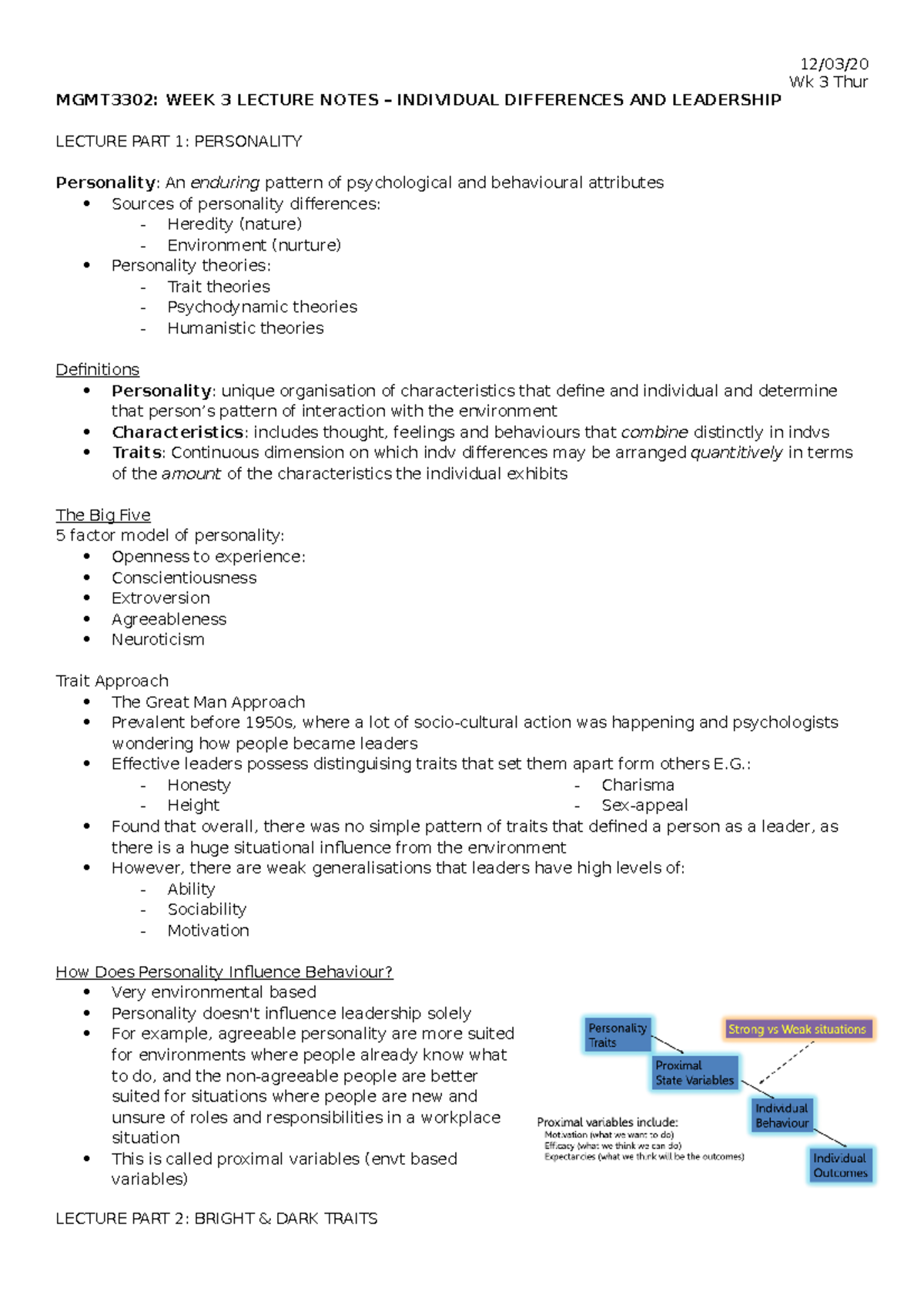 MGMT3302 Week 3 Lecture Notes - 12/03/ Wk 3 Thur MGMT3302: WEEK 3 ...