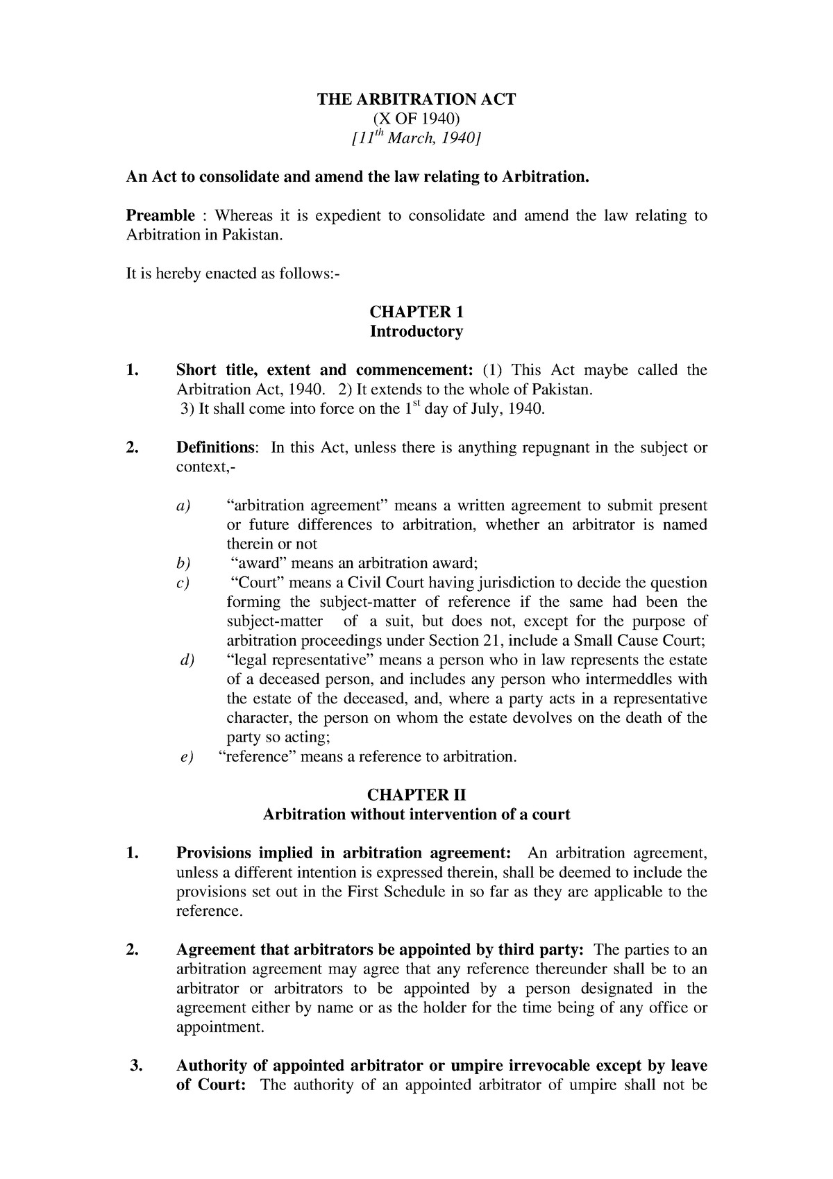 arbitration-act-1940-great-the-arbitration-act-x-of-1940-11th