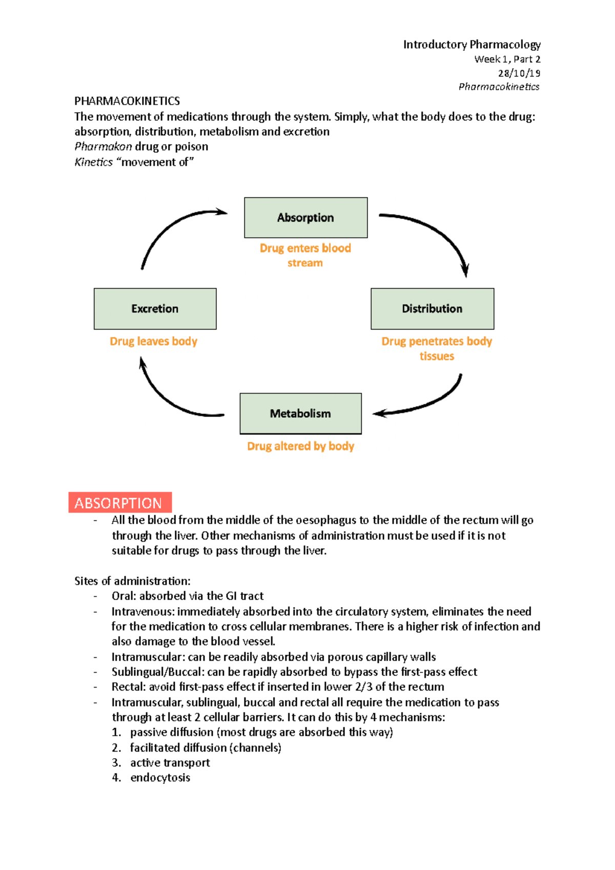 Week 1, Part 2 - Week 1 Lecture Notes - Pharmacology - Week 1, Part 2 ...