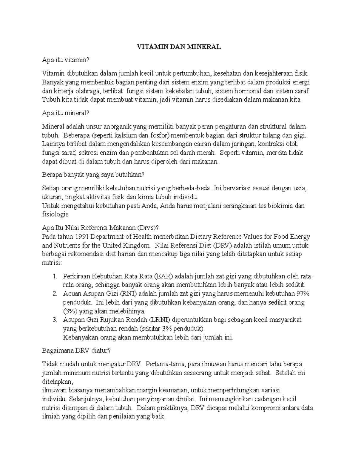 Vitamin dan mineral krause VITAMIN DAN MINERAL Apa itu vitamin