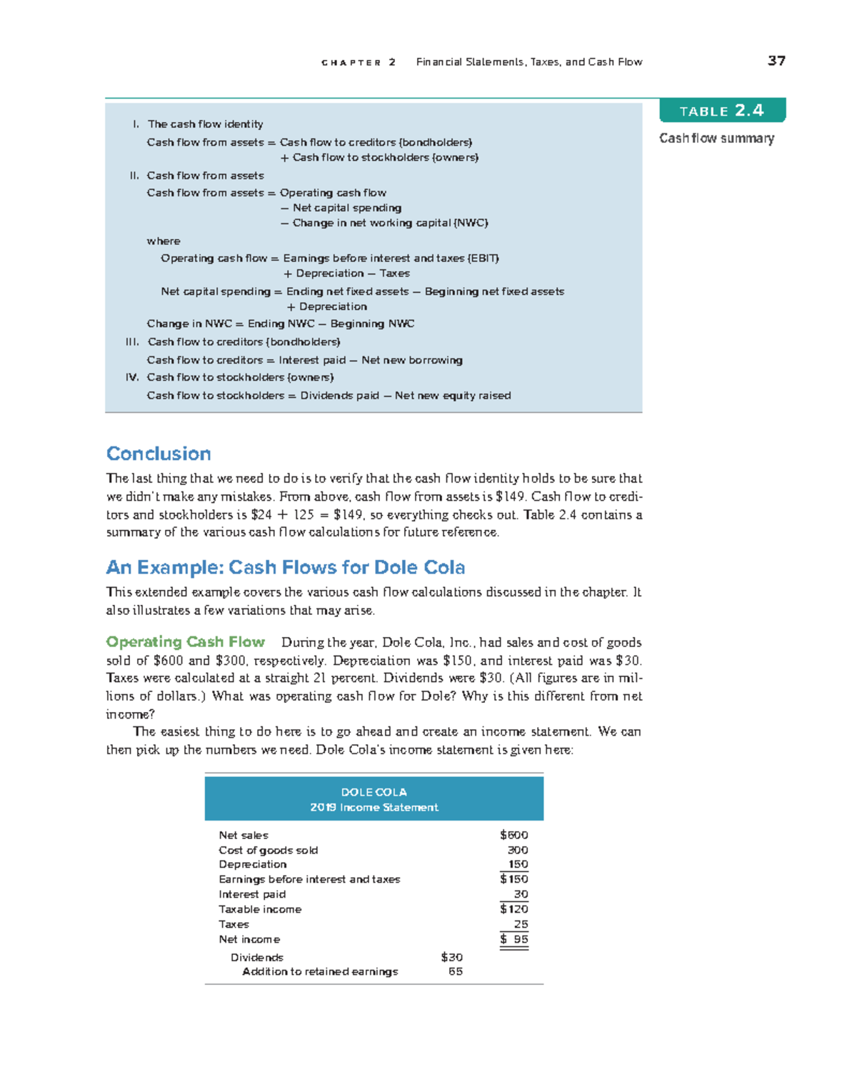 An Example Cash Flows for Dole Cola - c h a p t e r 2 Financial ...