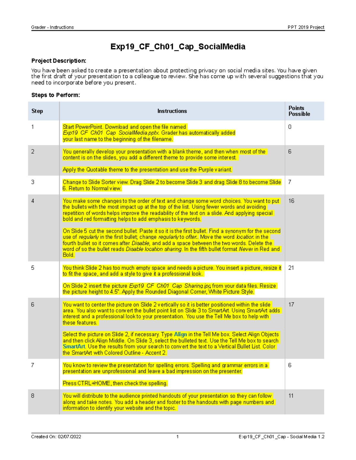 Exp19 CF Ch01 Cap Social Media Instructions - Grader - Instructions PPT ...