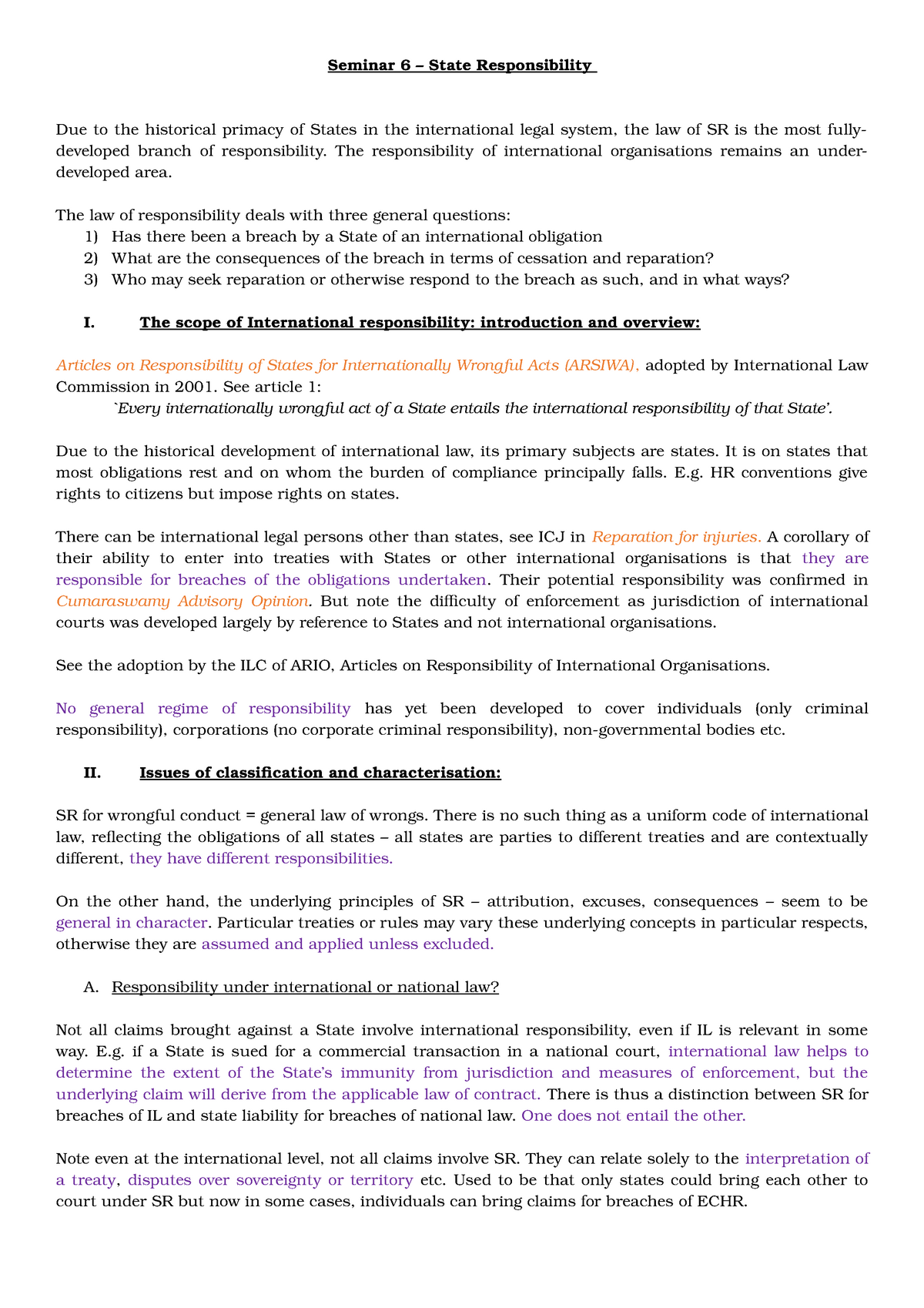 state responsibility in international law essay