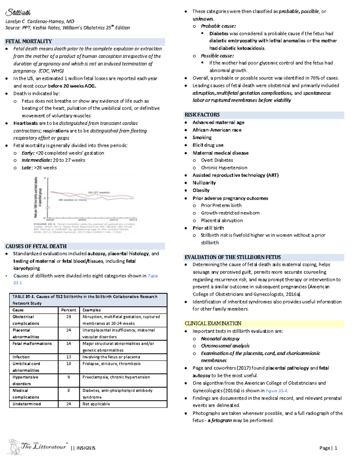 7. Insignis OB Stillbirth - || INSIGNIS Page | 1 Stillbirth Lorelyn C ...