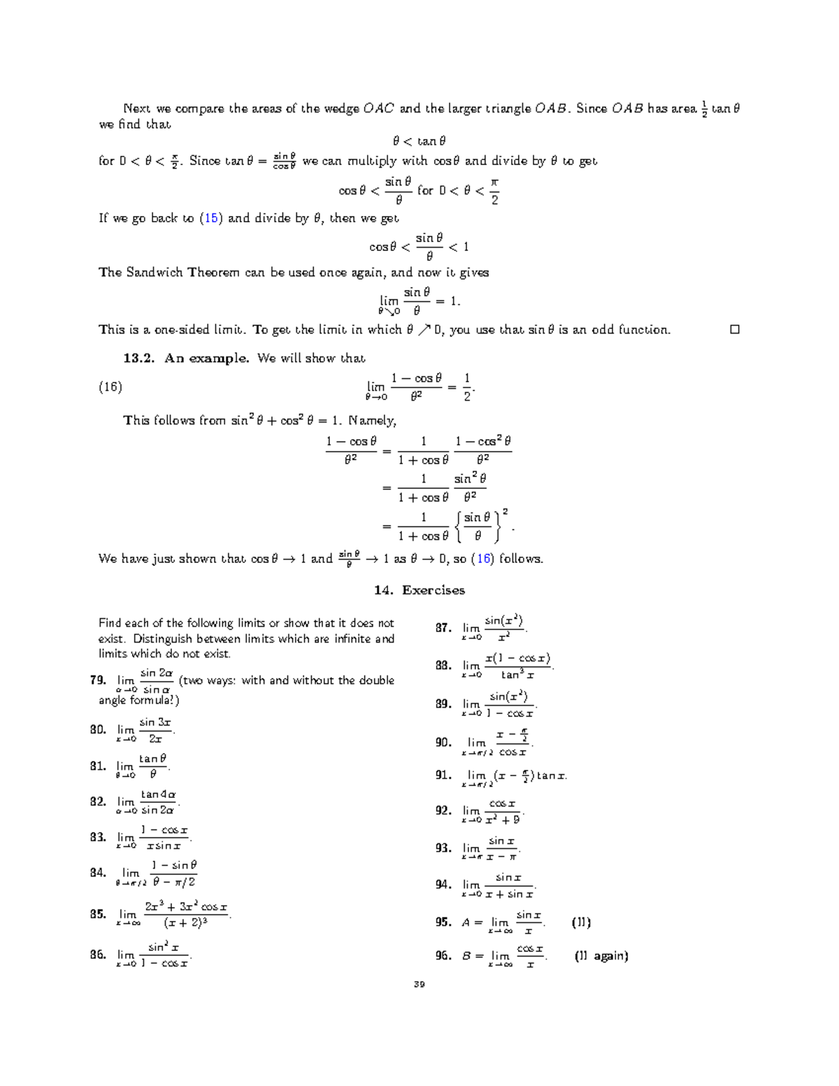 Math Calculus (20) - Next we compare the areas of the wedge OAC and the ...