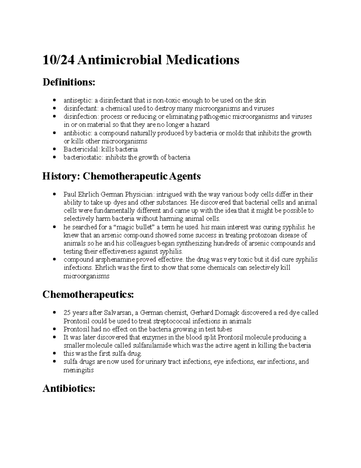 10 24 Phyllis Braun 10/24 Antimicrobial Medications Definitions