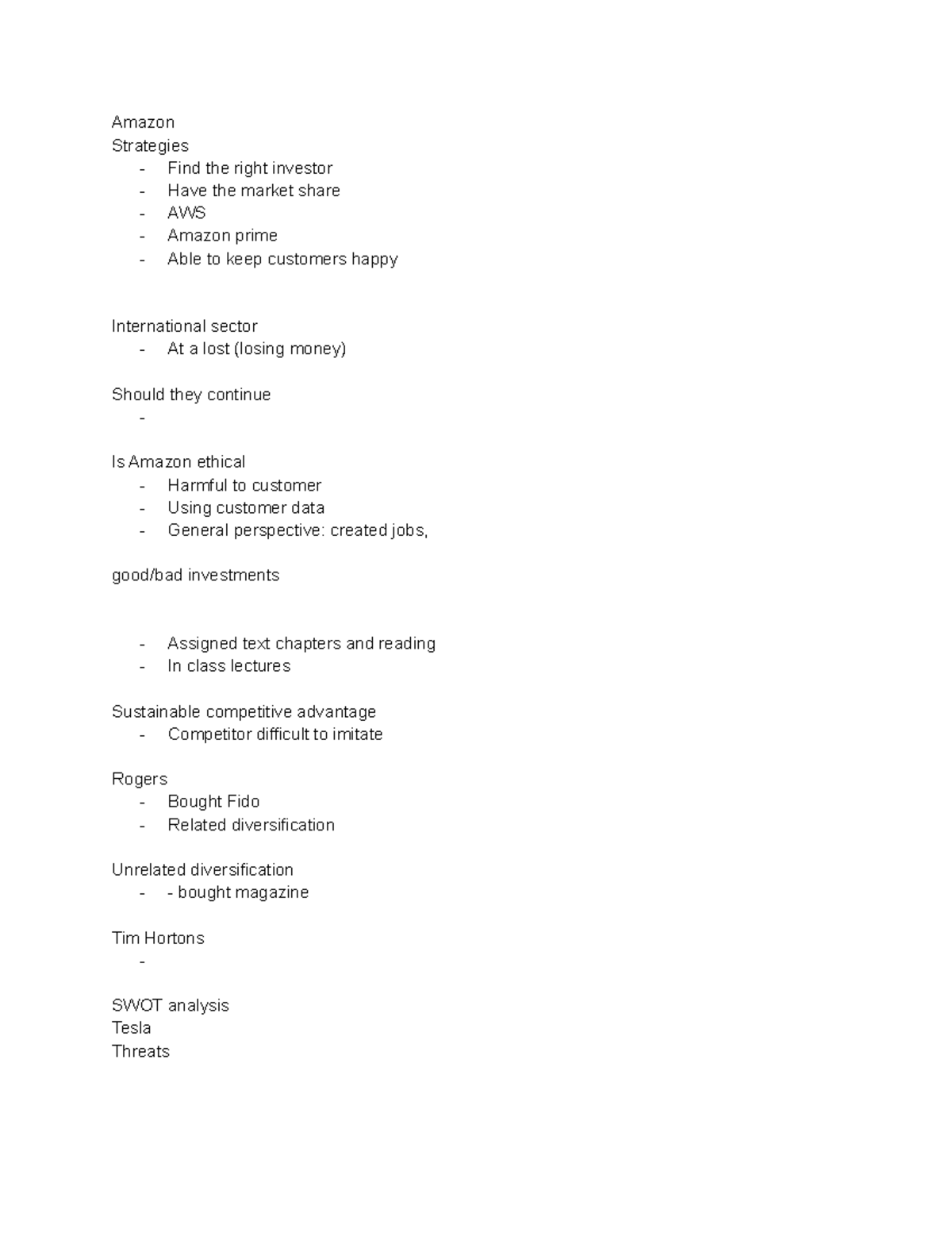 Amazon - Lecture notes 10-12 - Amazon Strategies - Find the right ...