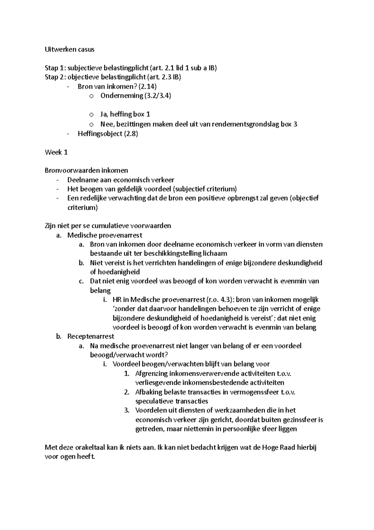 Hc Eb Uitwerken Casus Stap 1 Subjectieve Belastingplicht Art 2 Lid