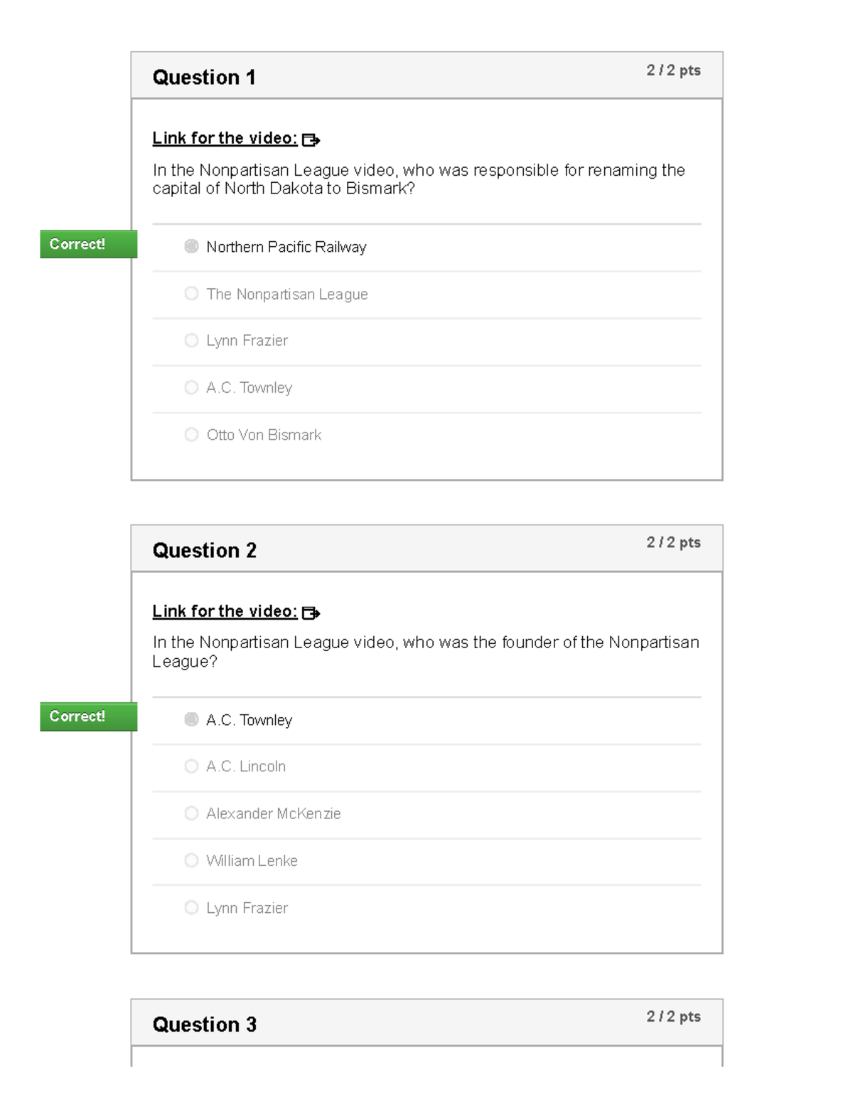 Part Vi Video Quiz 4 The Nonpartisan League Jack Stauber 1 Question 1 2 2 Pts Link For The 8331