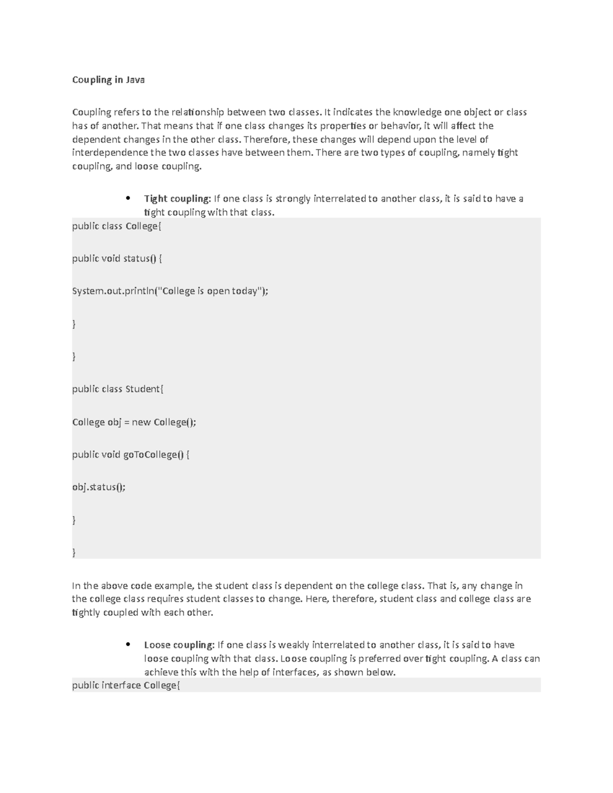 Coupling in Java Coupling in Java Couplinghas of another. That means