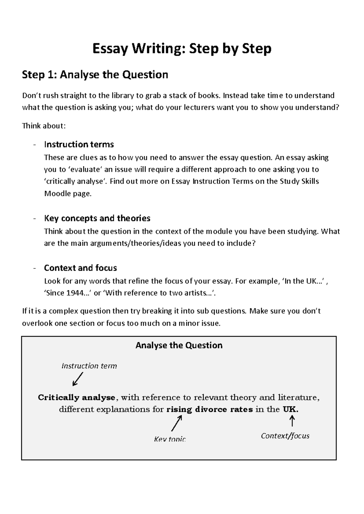 Essay Writing step by step 2015 - Essay Writing: Step by Step Step 1 ...