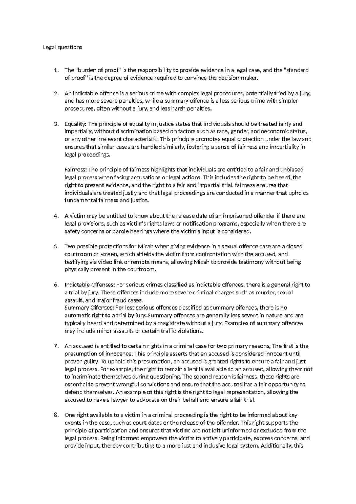 Legal questions - ioknknkmp - Legal questions 1. The 