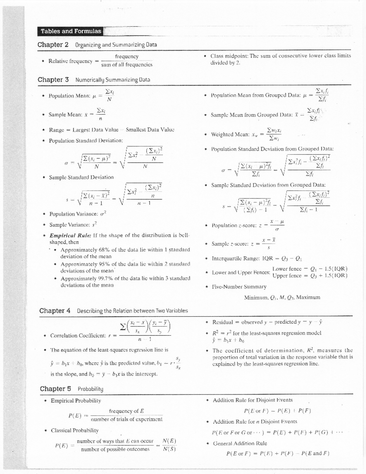 Final Formulas - LAB REPORT - Tables and Formulas Chapter 2 Organizing ...