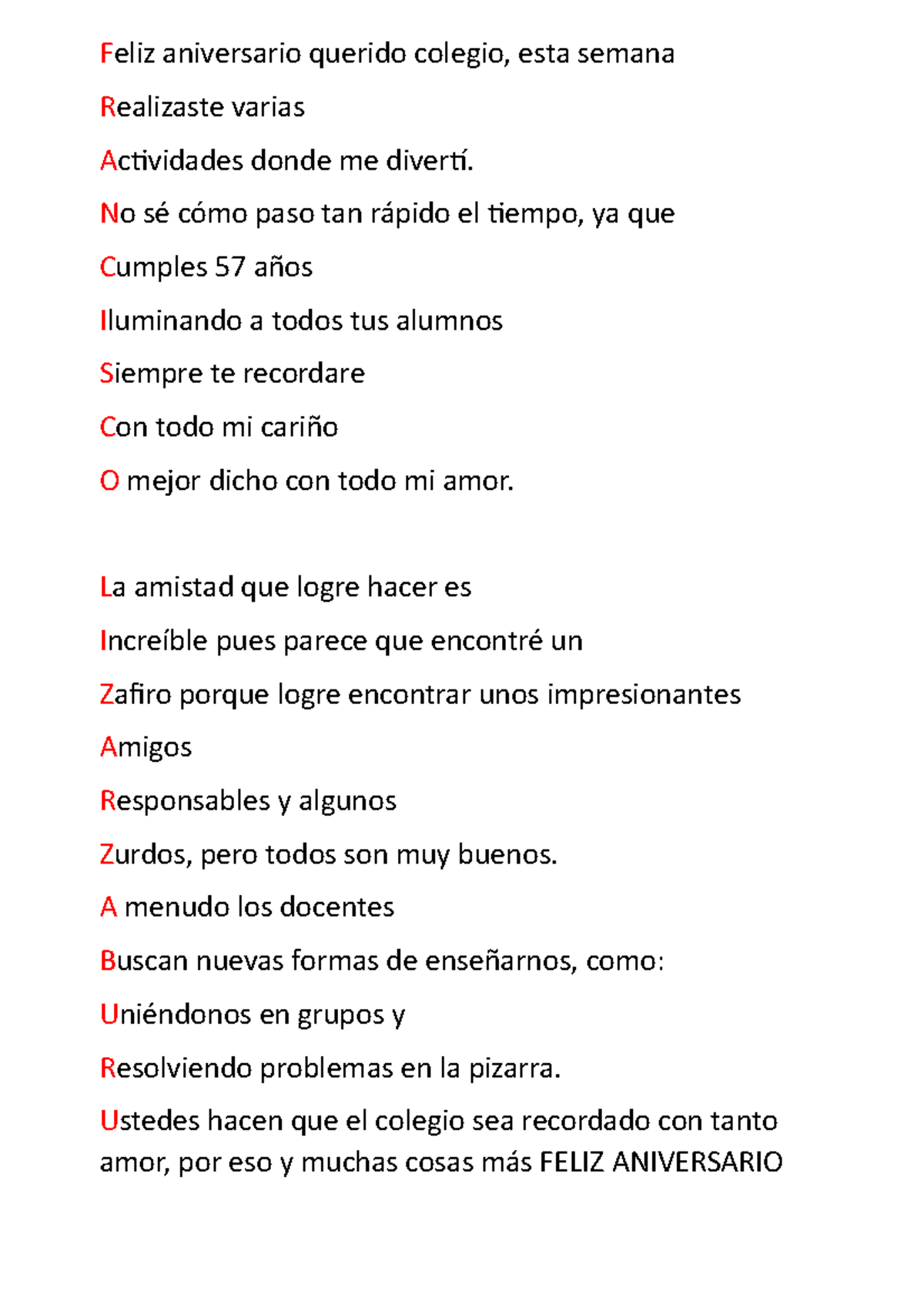 Feliz Aniversario Querido Colegio No S C Mo Paso Tan R Pido El Tiempo Ya Que Cumples A Os