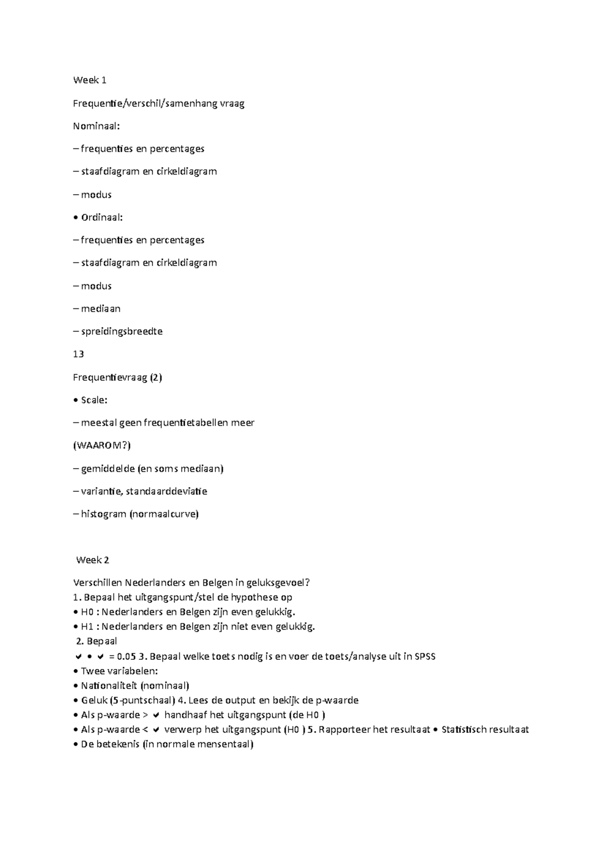 SPSSss ssssssssssssss ssssss - Week 1 Frequentie/verschil/samenhang ...