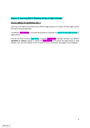 ILW1501 5 outline 1 - Notes - THEORY OF LAW ILW 102- 1. Unit 1: What is ...