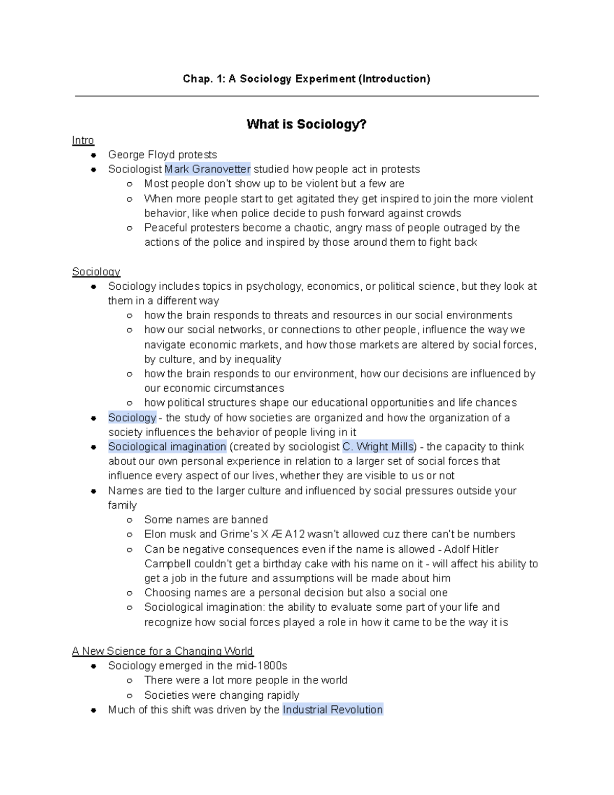 a sociology experiment chapter 1