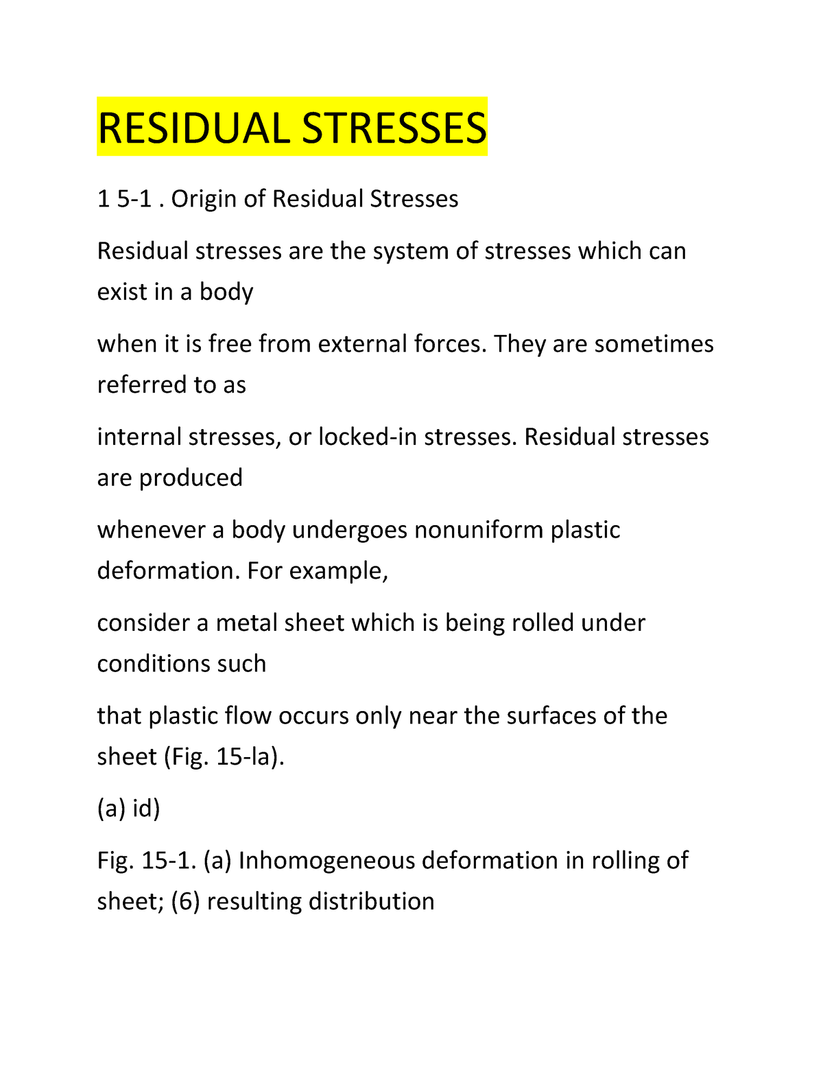 a teaching essay on residual stresses and eigenstrains