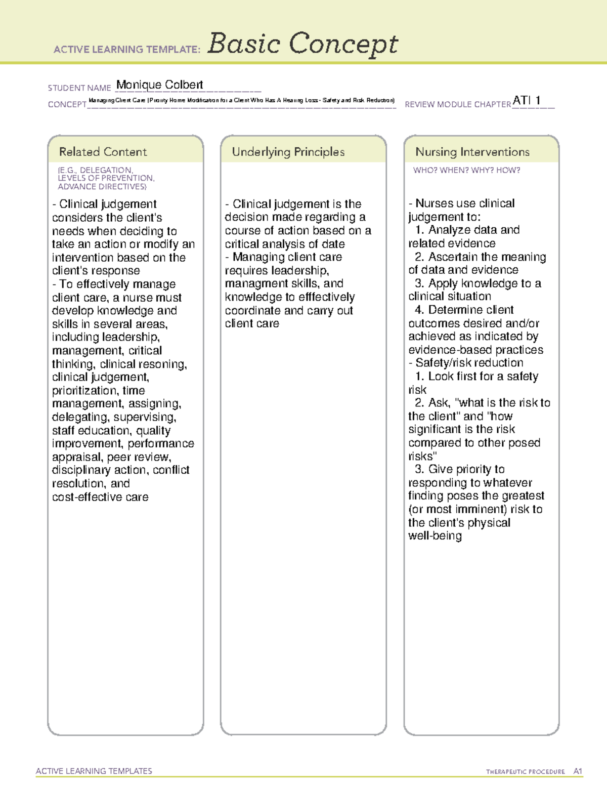 Managing Client Care Basic Concept Template