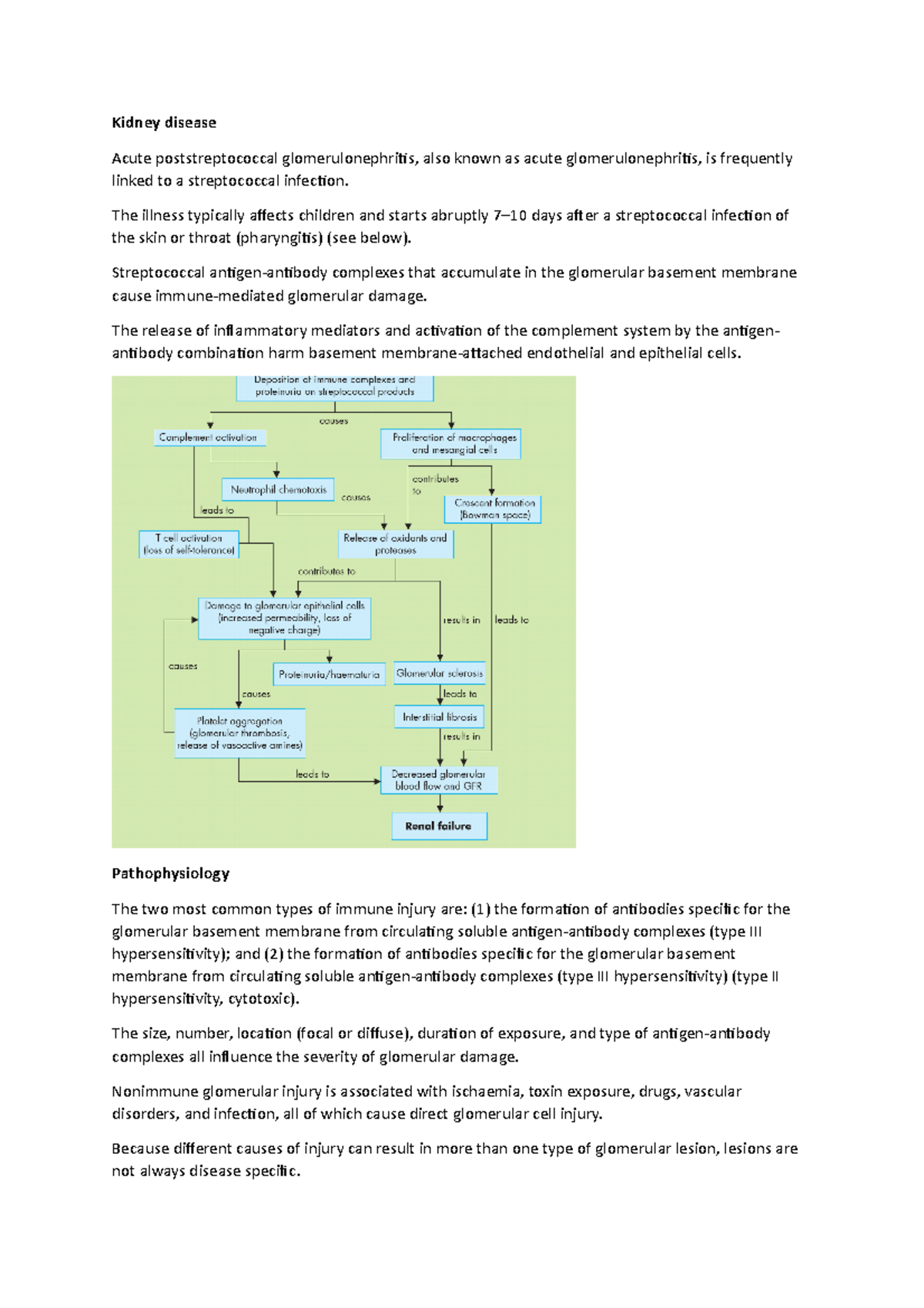 Kidney disease process Kidney disease Acute poststreptococcal