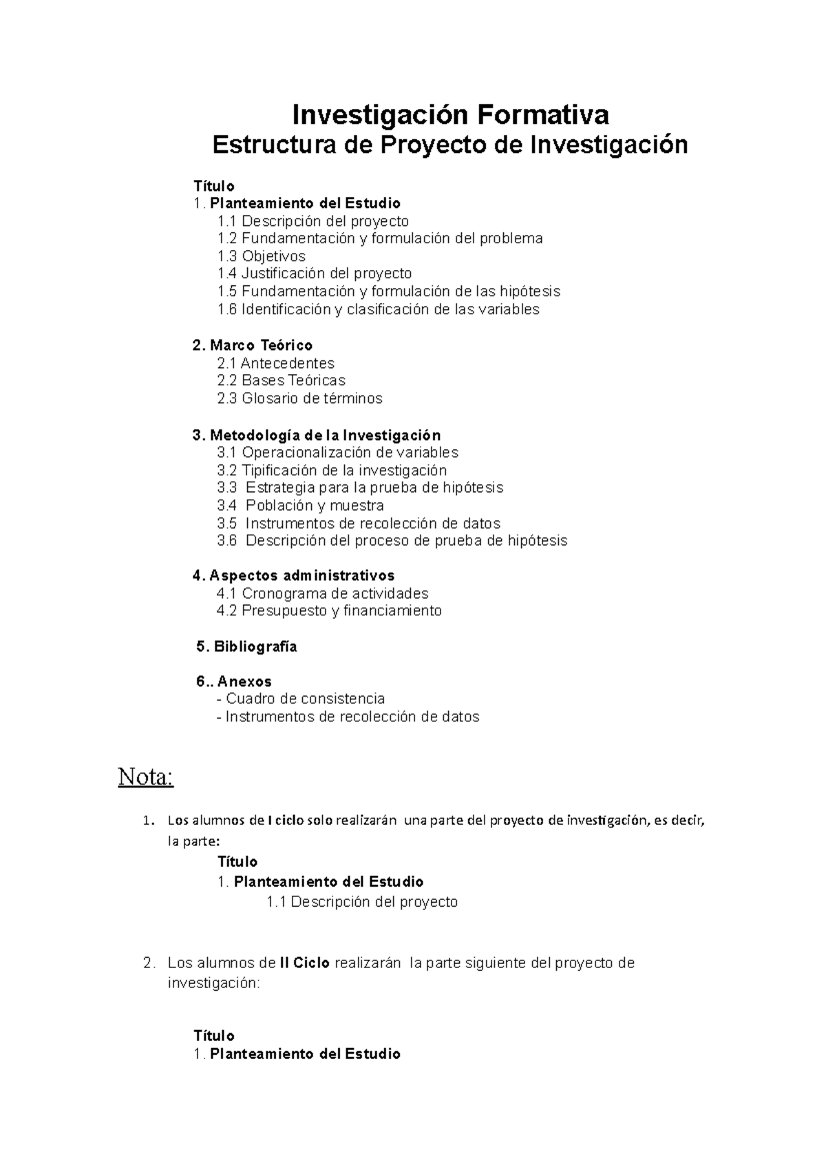 4.1 Estructura De Proyecto De Investigación - Investigación Formativa ...