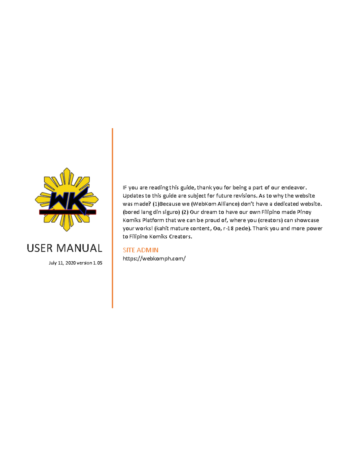 Webkom user manual ver 1 - USER MANUAL July 11, 2020 version 1. IF you ...