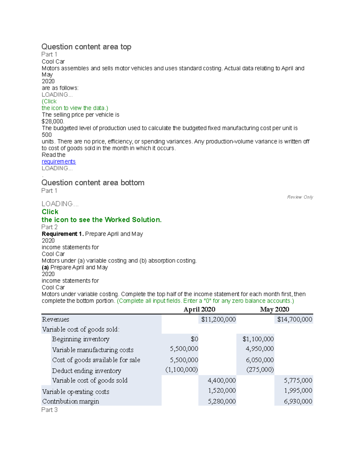 Acc 311 Chapter 9 questio 1 Question content area top Part 1 Cool Car