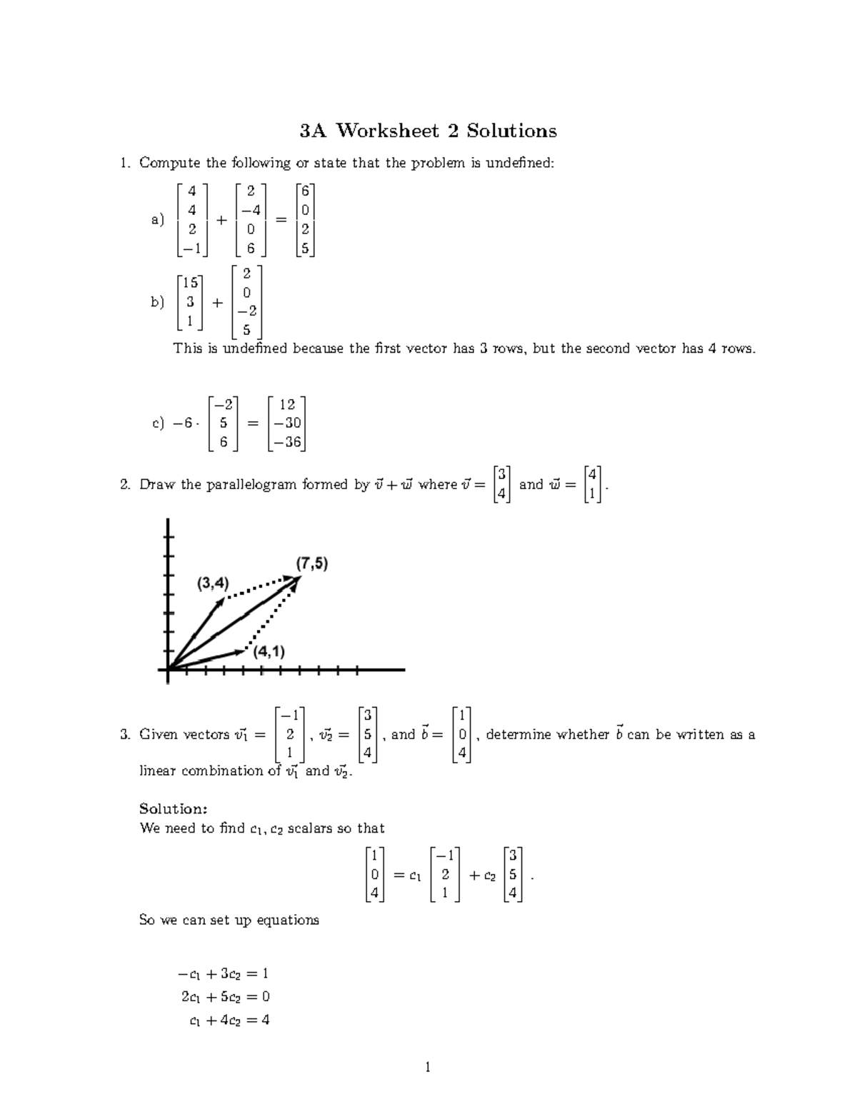 Homework 2 Solutions - 3A Worksheet 2 Solutions Compute the following ...