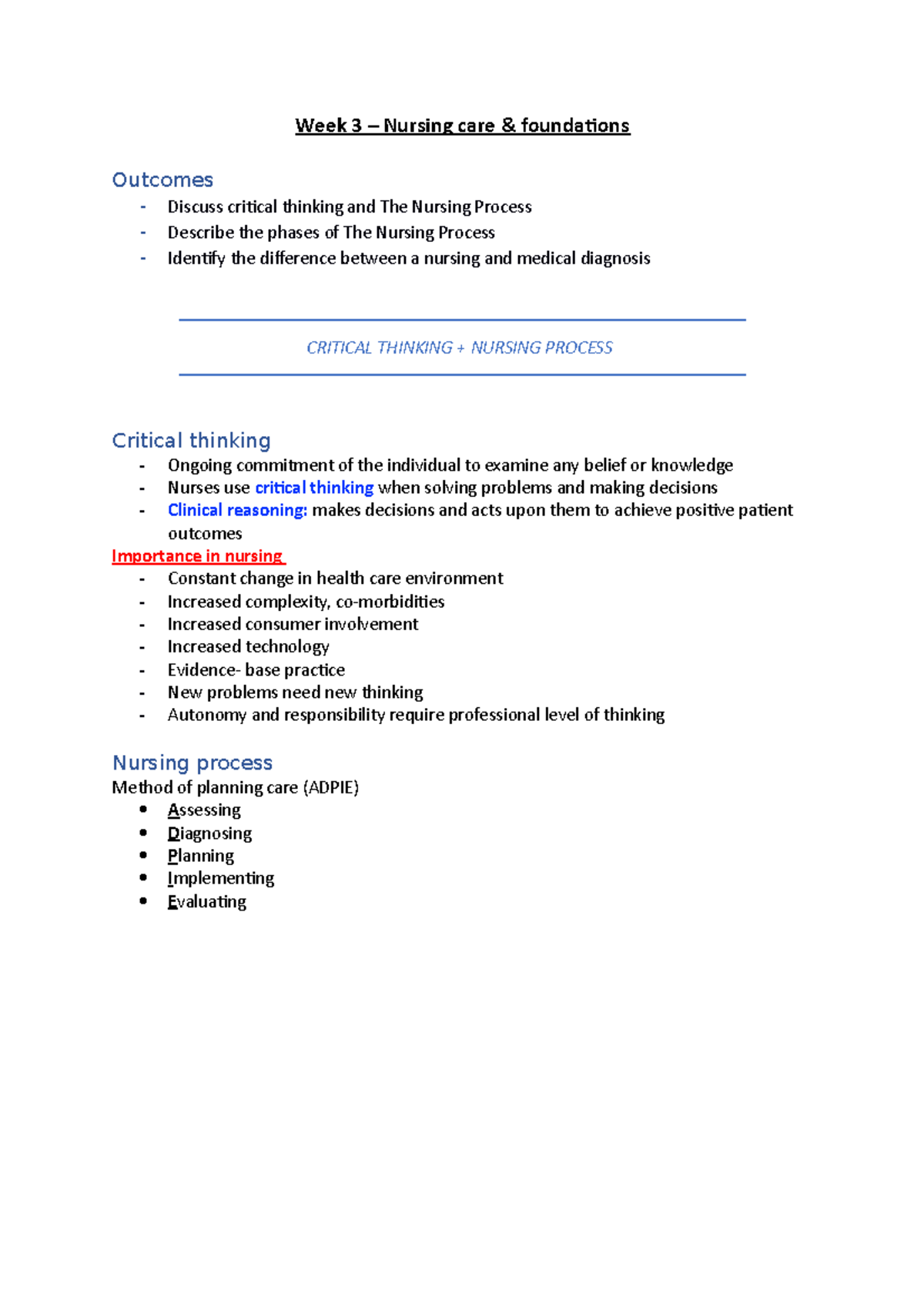 Week 3- nursing care - wound care and pressure wounds - Week 3 ...