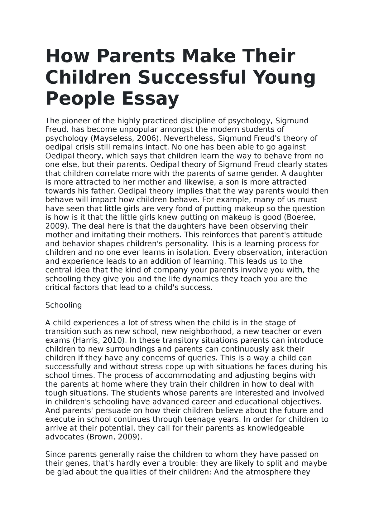 essay topics about parents