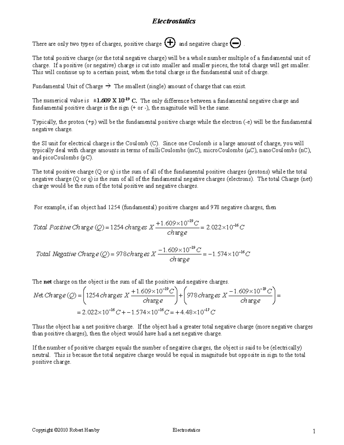 Coulomb's Pre Lab Notes - Security - Electrostatics There are only two ...