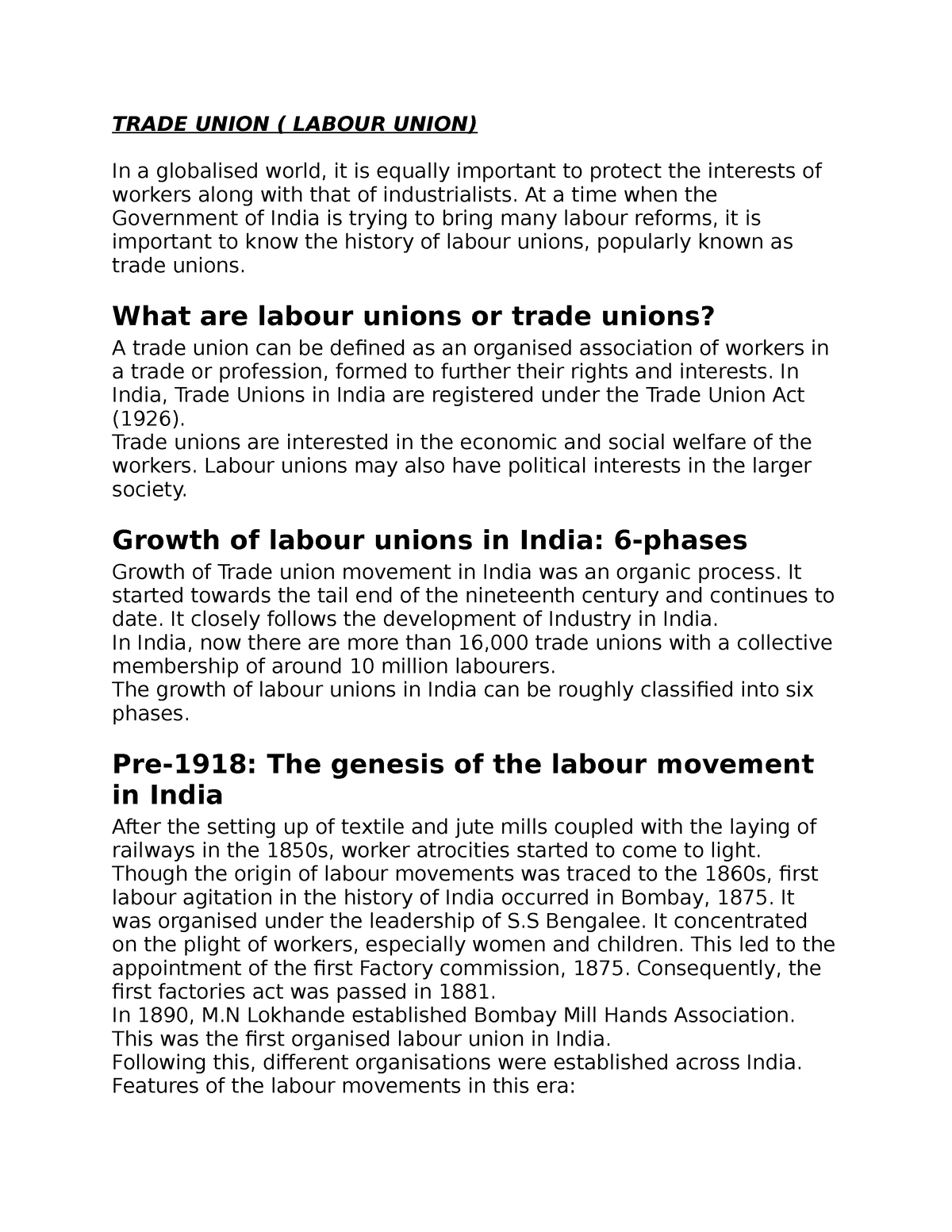 history-of-trade-union-labour-union-in-india-trade-union-labour