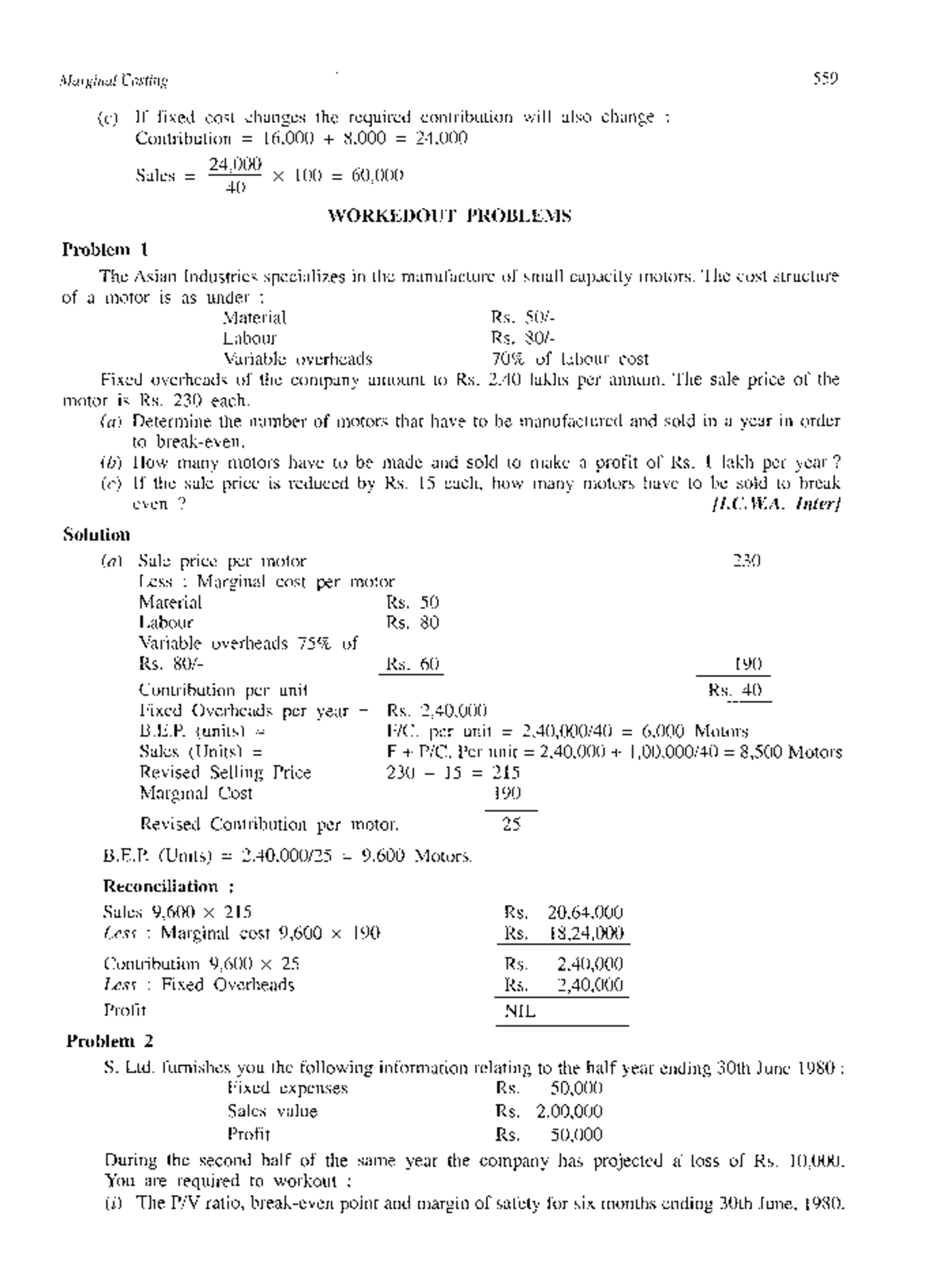 Theory and Practice of Cost Management Accountancy-194 - Marginal ...