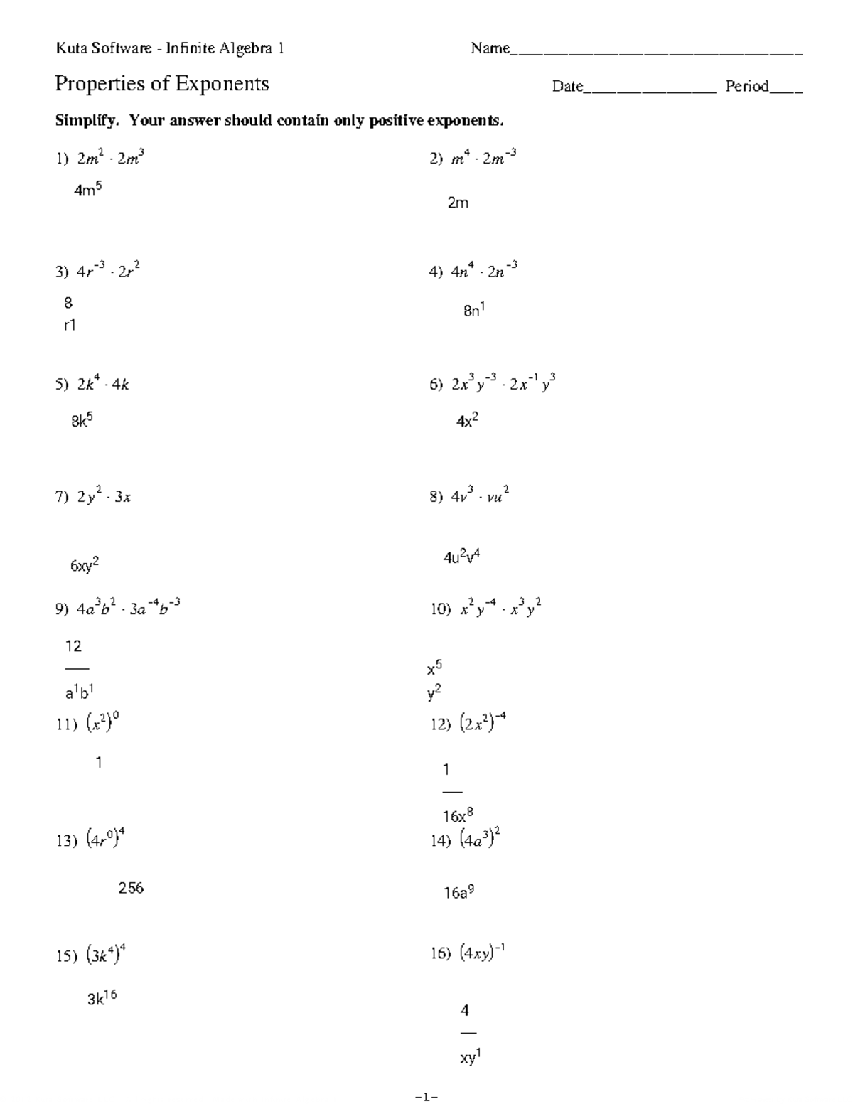 Kami Export - I - CW 6-3B Properties of Exponents - ©A Q 2 i 0 D 1 K 29 ...