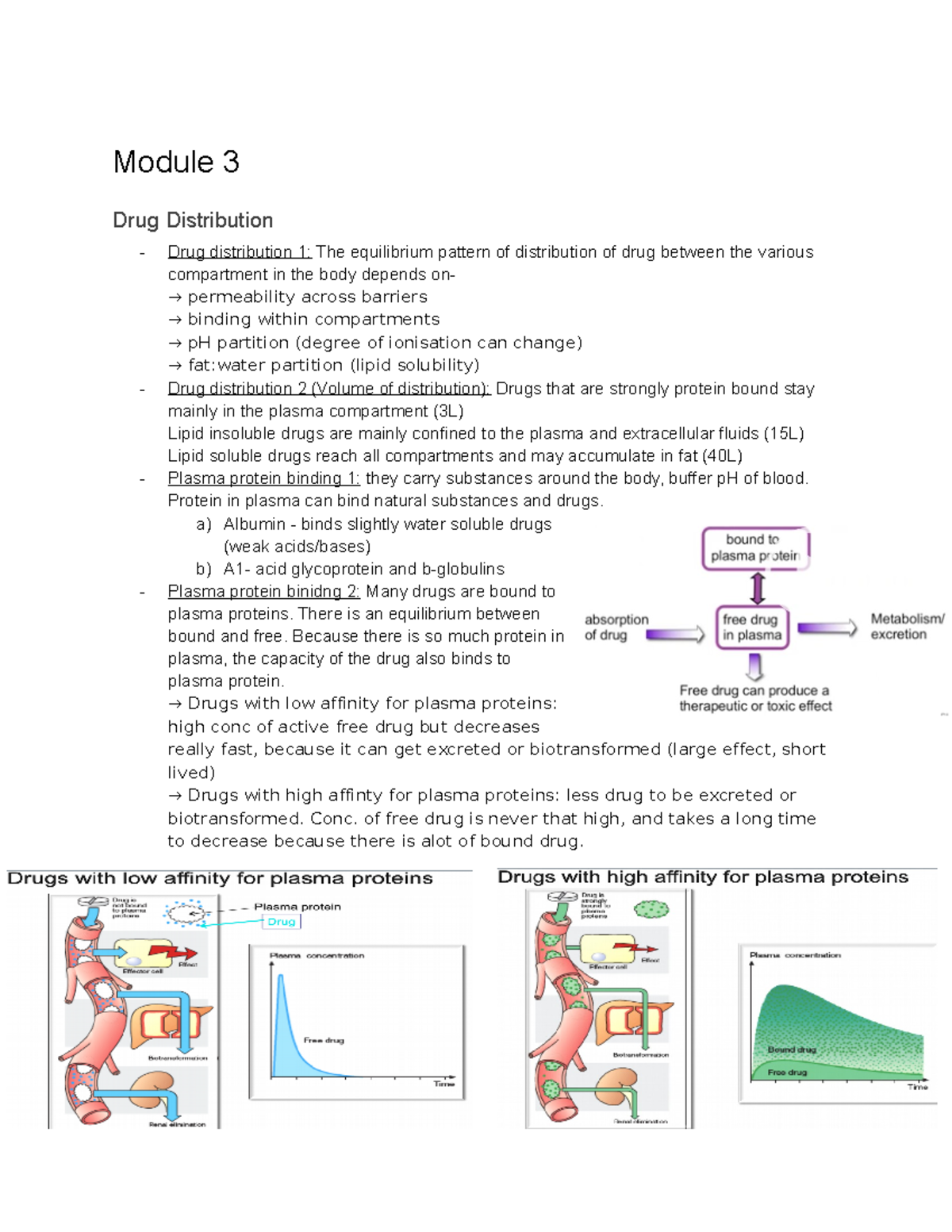 Pharmacology 1 notes Module 3 Drug Distribution Drug distribution 1