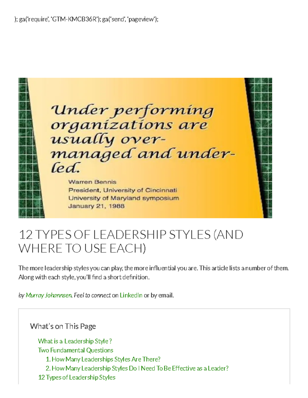 Types Of Leadership Analysis