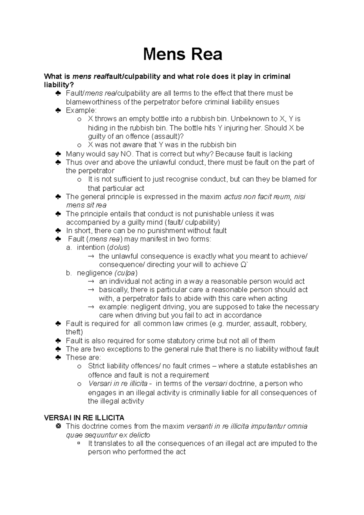 Mens Rea covered by tsehla Mens Rea What is mens rea /fault