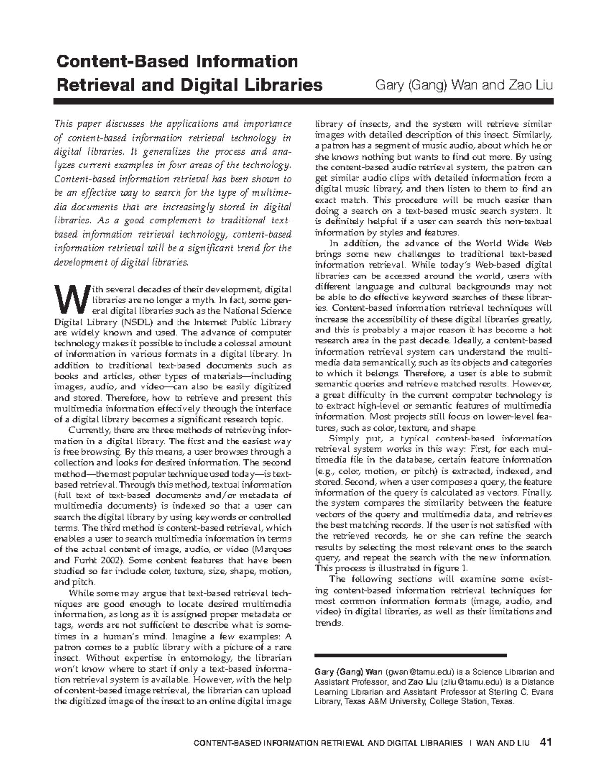 Content based information - ContEnt-BasED inFoRmation REtRiEvaL anD ...