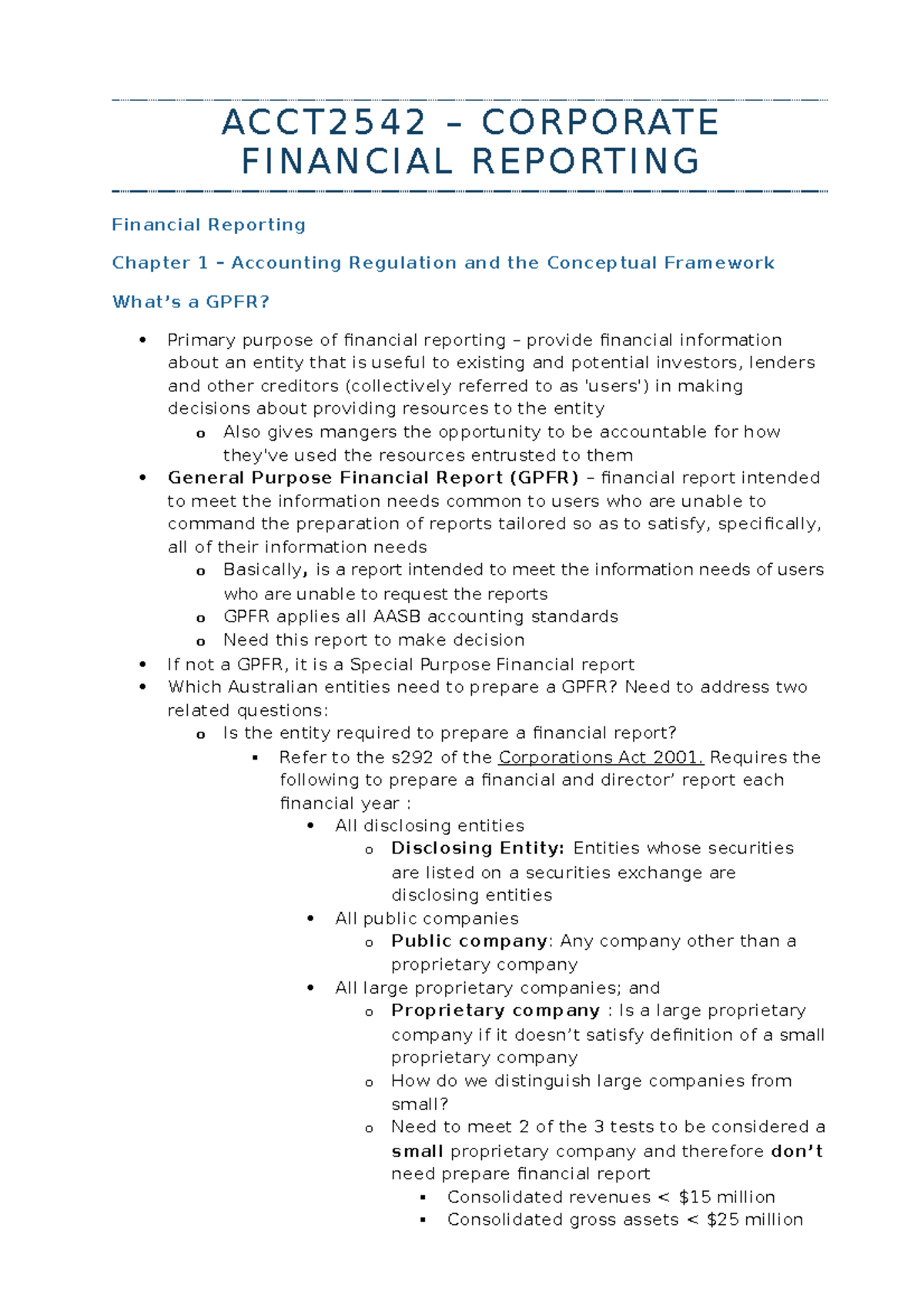 ACCT2542-Corporate-Financial-Reporting 1 - A C C T 2 5 4 2 – C O R P O ...