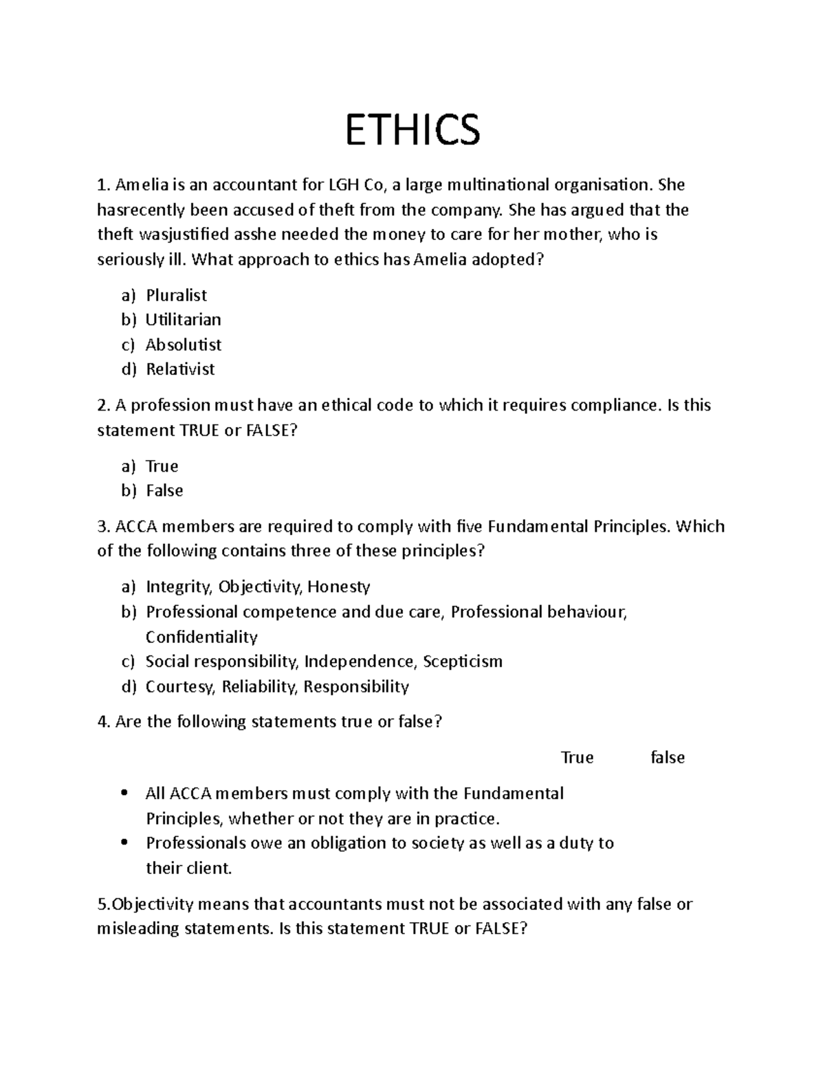 Ethics Practice - Lecture Detail And Some Exam Related Details ...