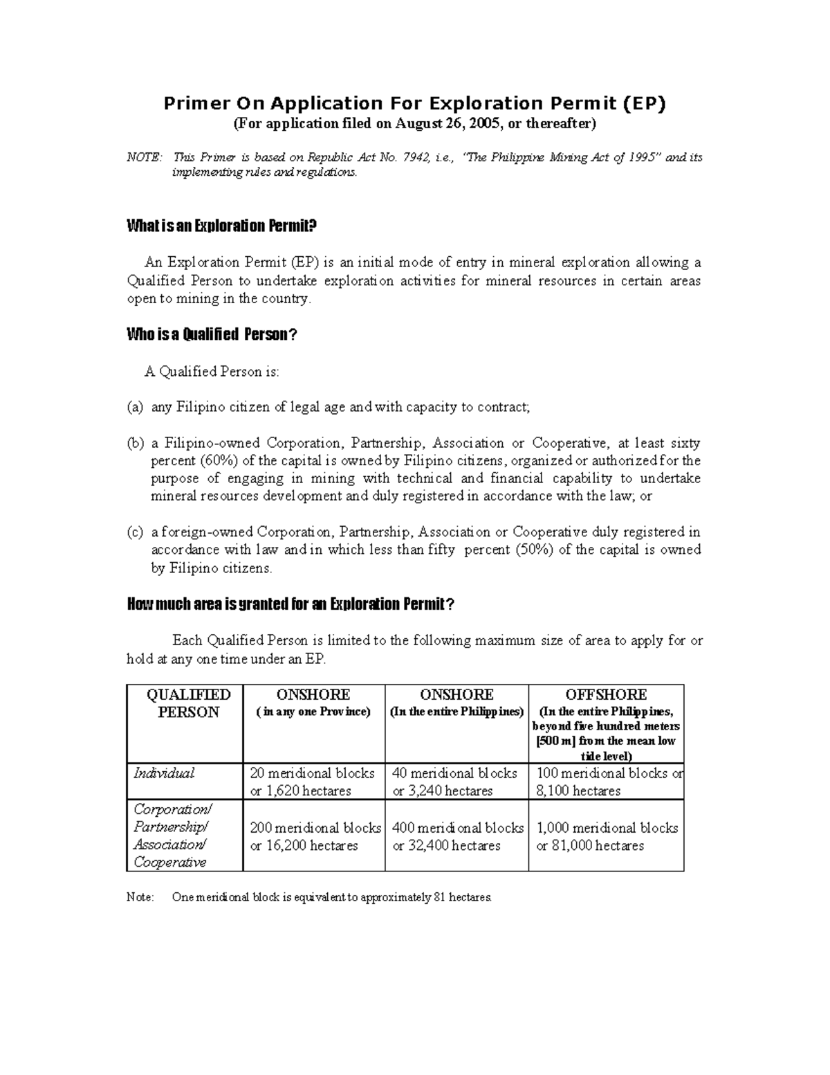 Exploration Permit Notes - Primer On Application For Exploration Permit ...