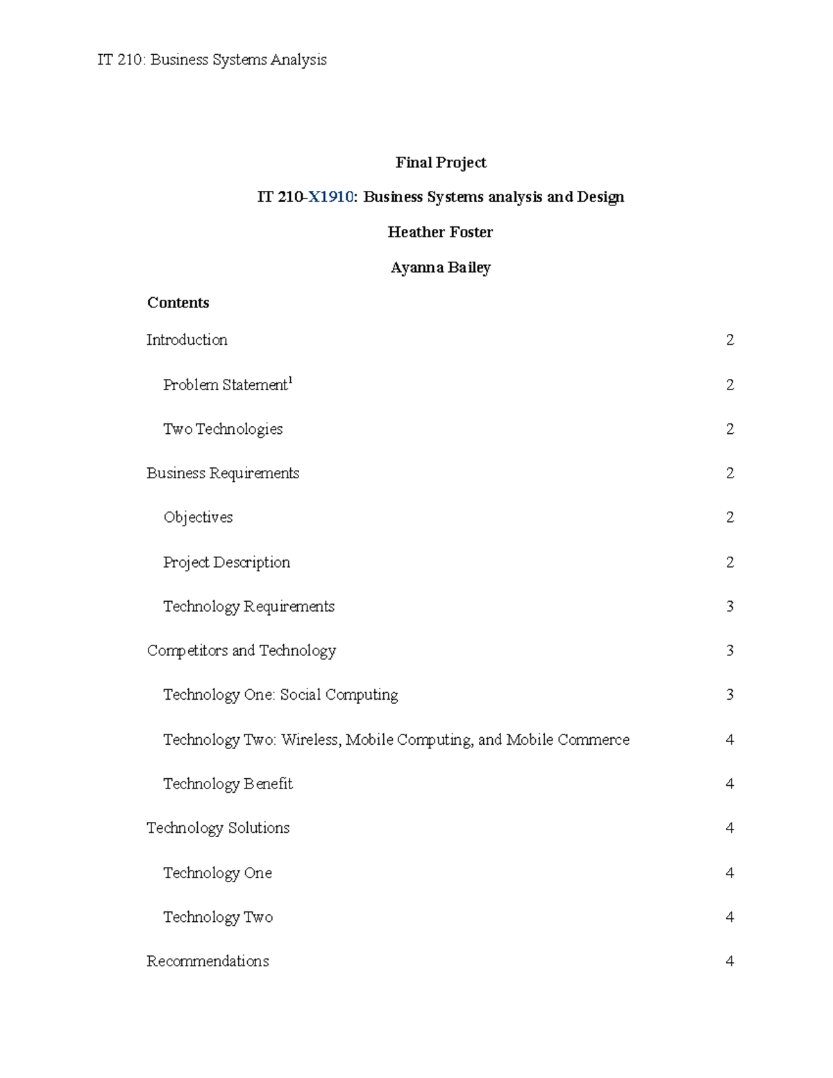 It 210 Final Project Milestone – MQIO