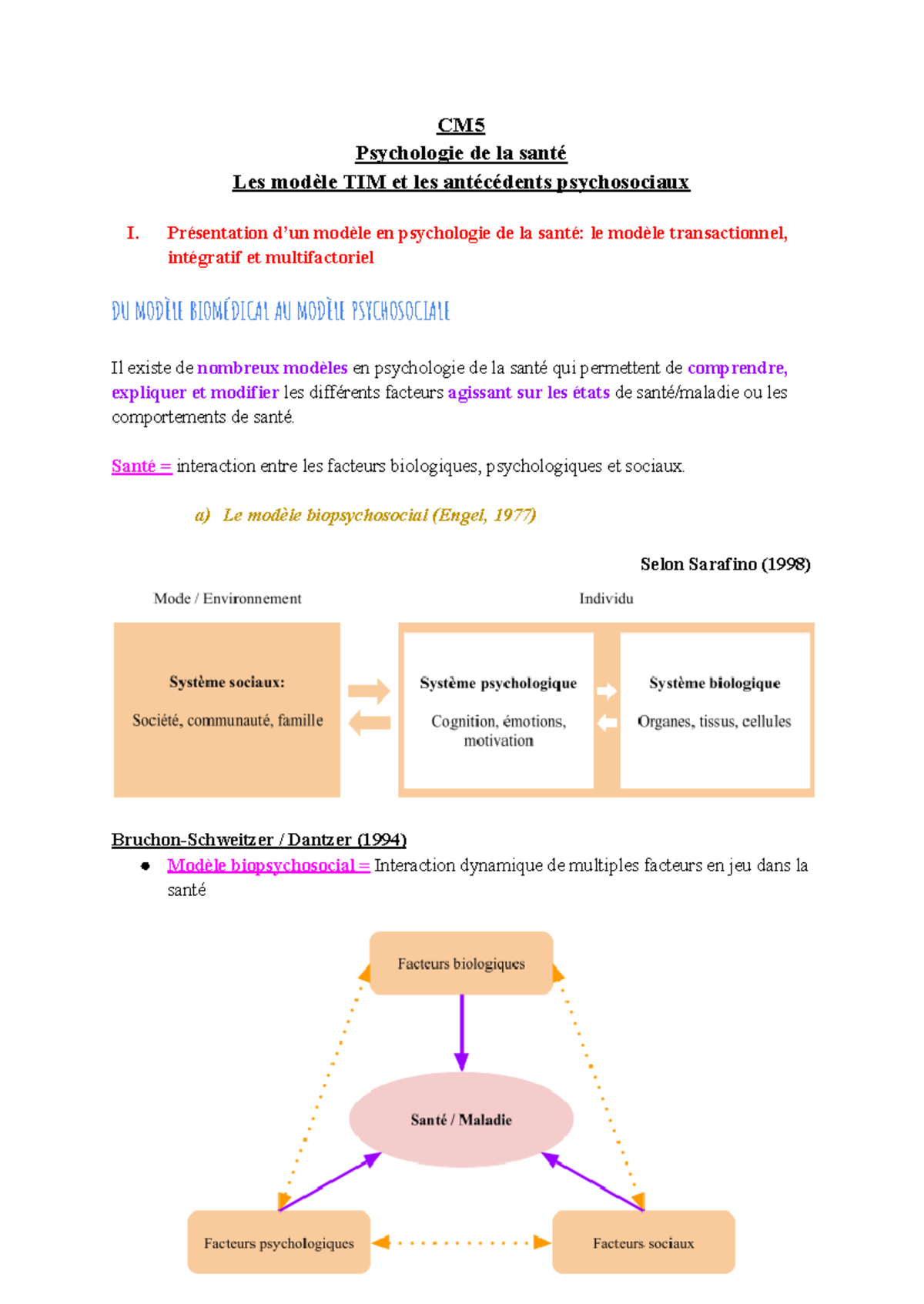 CM5 - Le modèle TIM et les antécedants psychosociaux - CM Psychologie ...