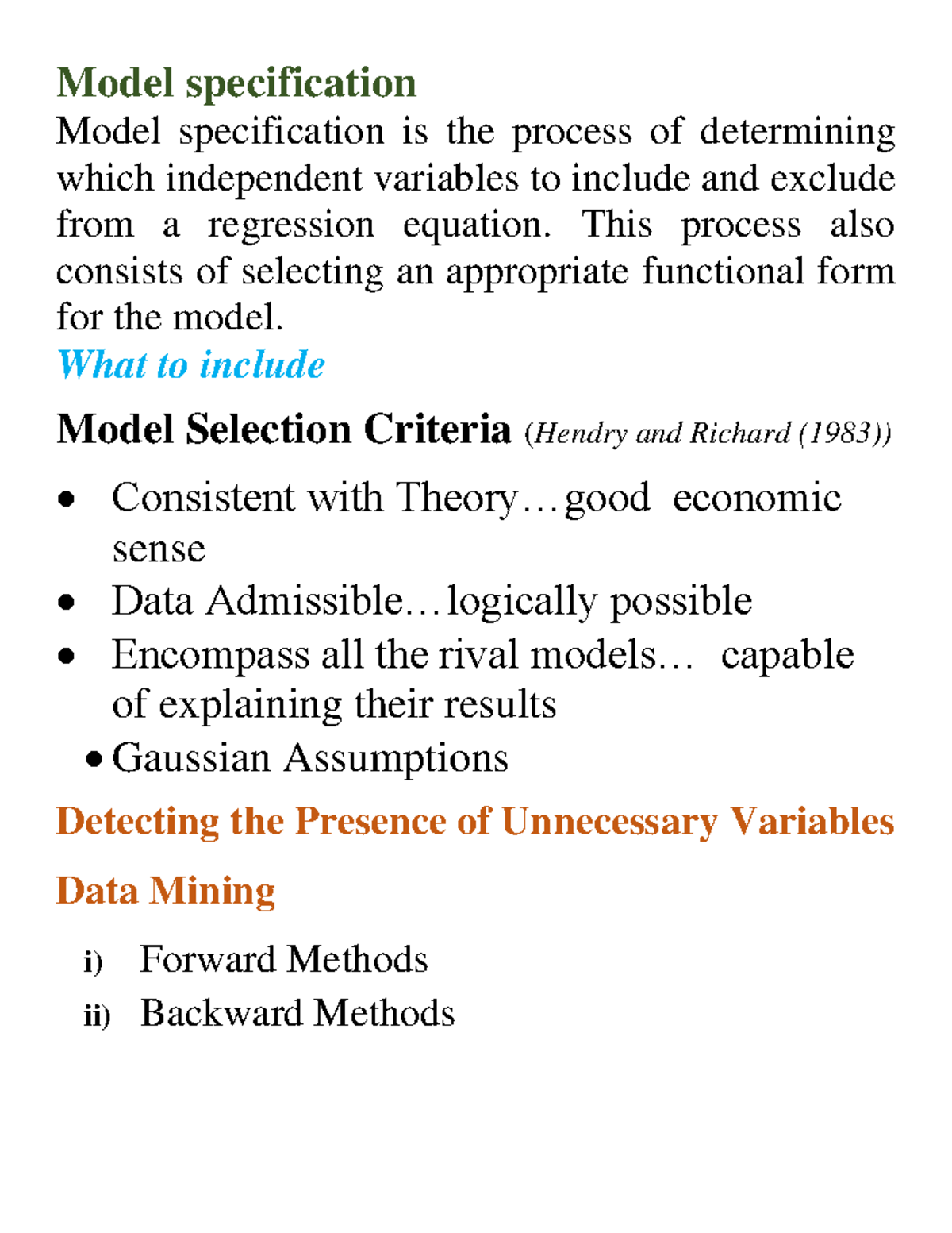 Model Specification Research analysis Anova Calculation in research