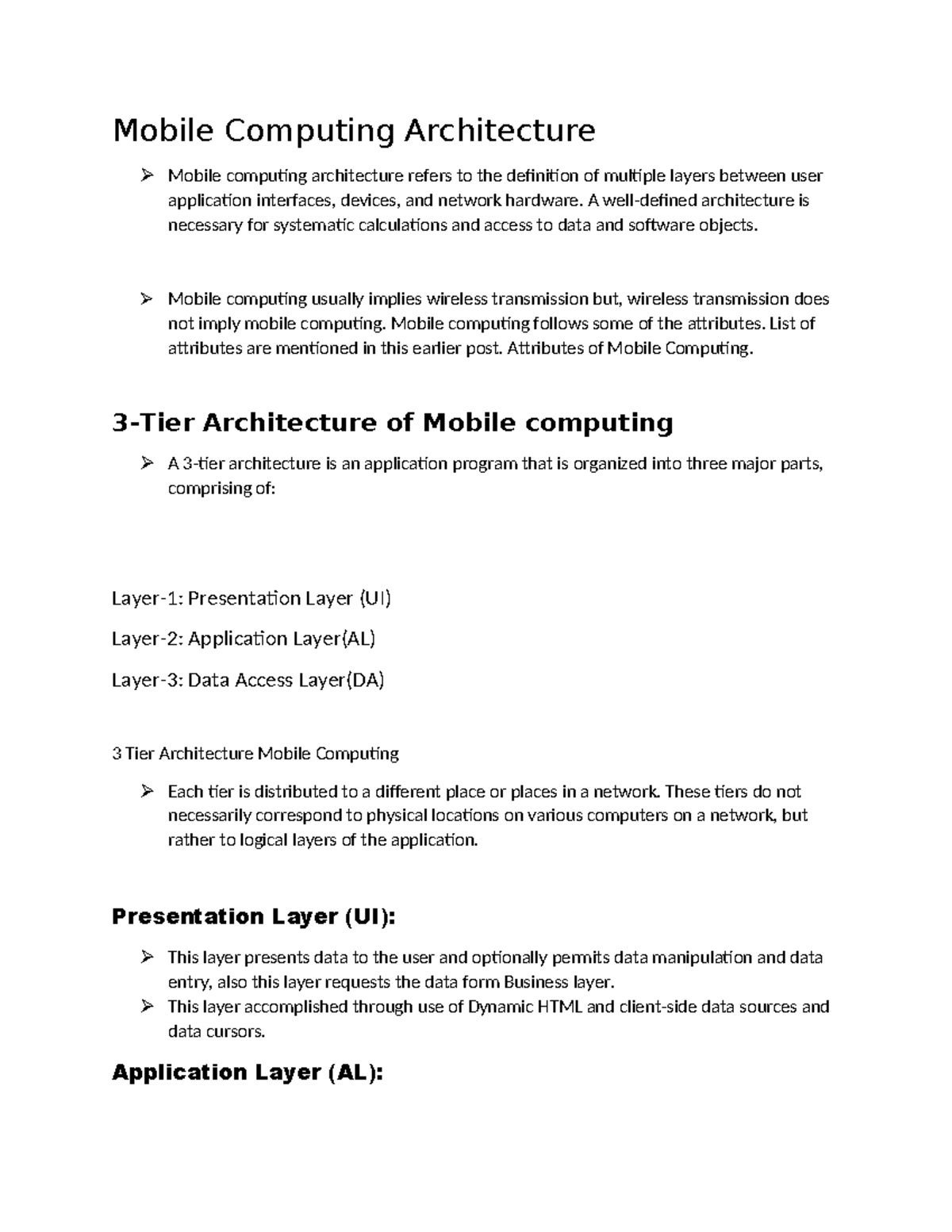 Mobile Computing Architecture - A well-defined architecture is ...