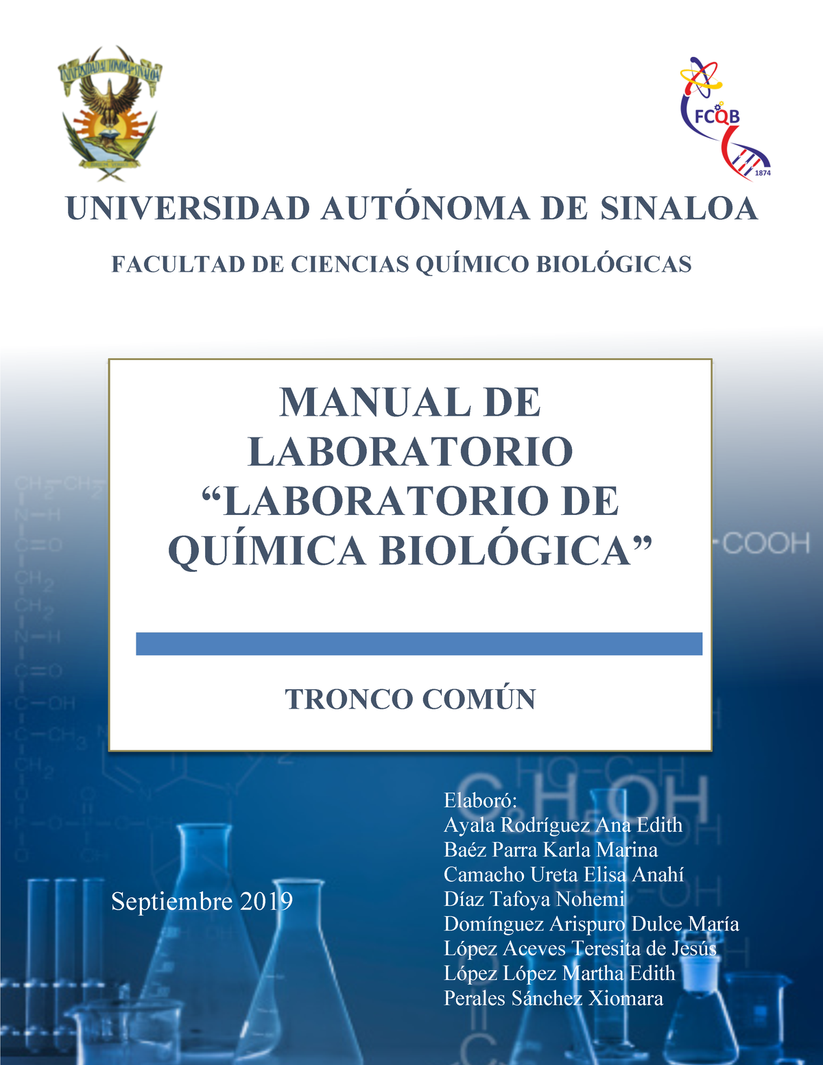 Manual De Laboratorio De Química Biológica - Elaboró: Ayala Rodríguez ...